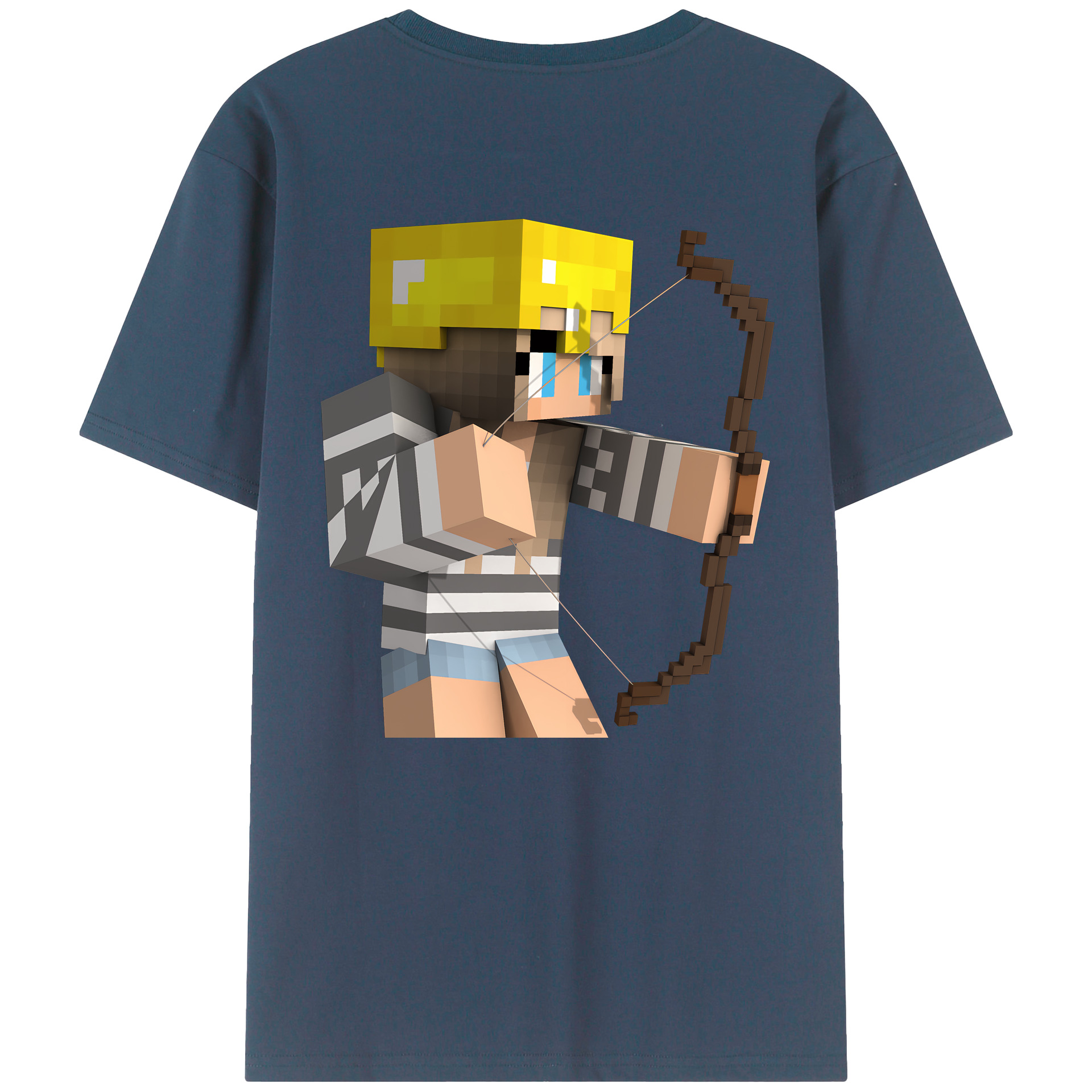 （画像用） マインクラフト ブロックの世界 Minecraft MC Block world 綿100％ メンズ半袖Tシャツ（バックプリント） 通気性