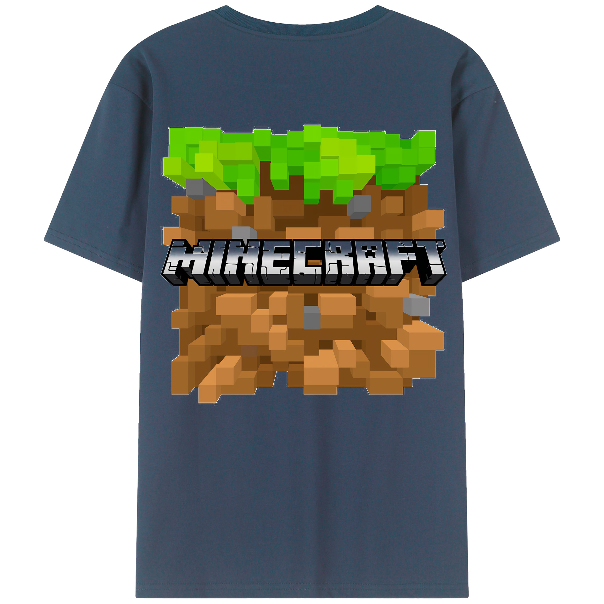 （画像用） マインクラフト ブロックの世界 Minecraft MC Block world 綿100％ メンズ半袖Tシャツ（バックプリント） 通気性