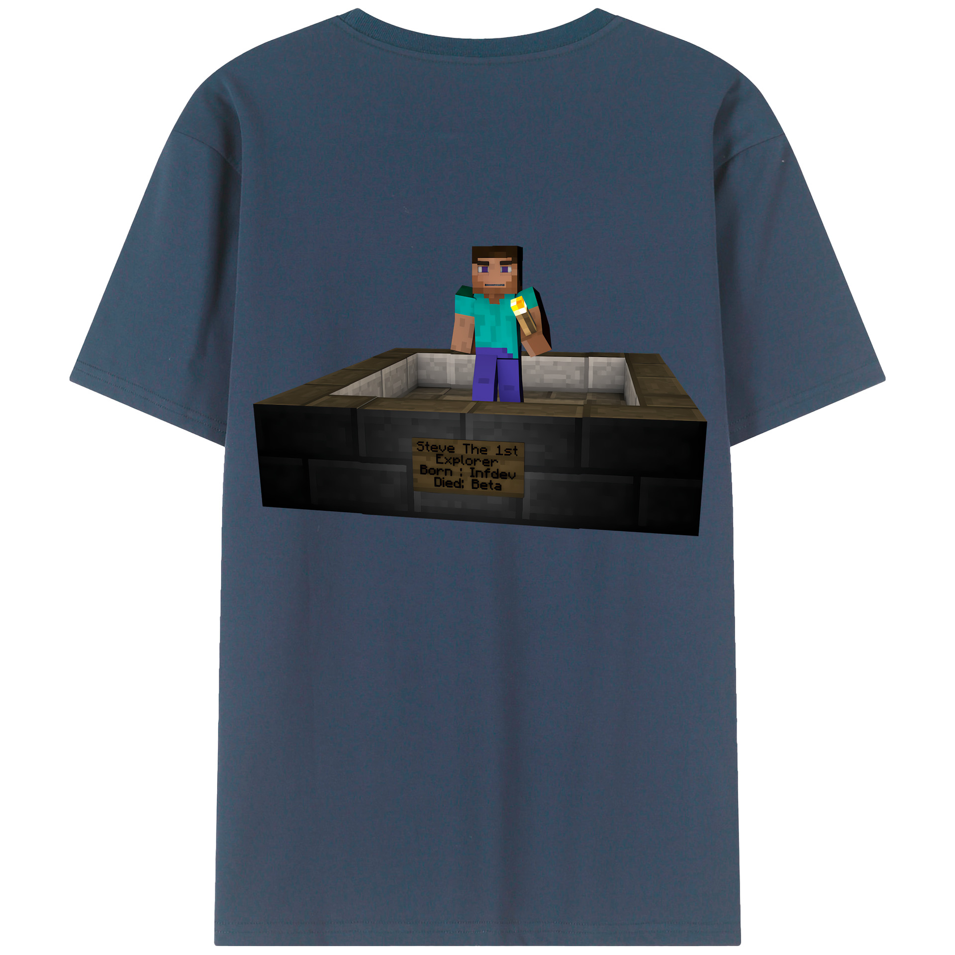 （画像用） マインクラフト ブロックの世界 Minecraft MC Block world 綿100％ メンズ半袖Tシャツ（バックプリント） 通気性