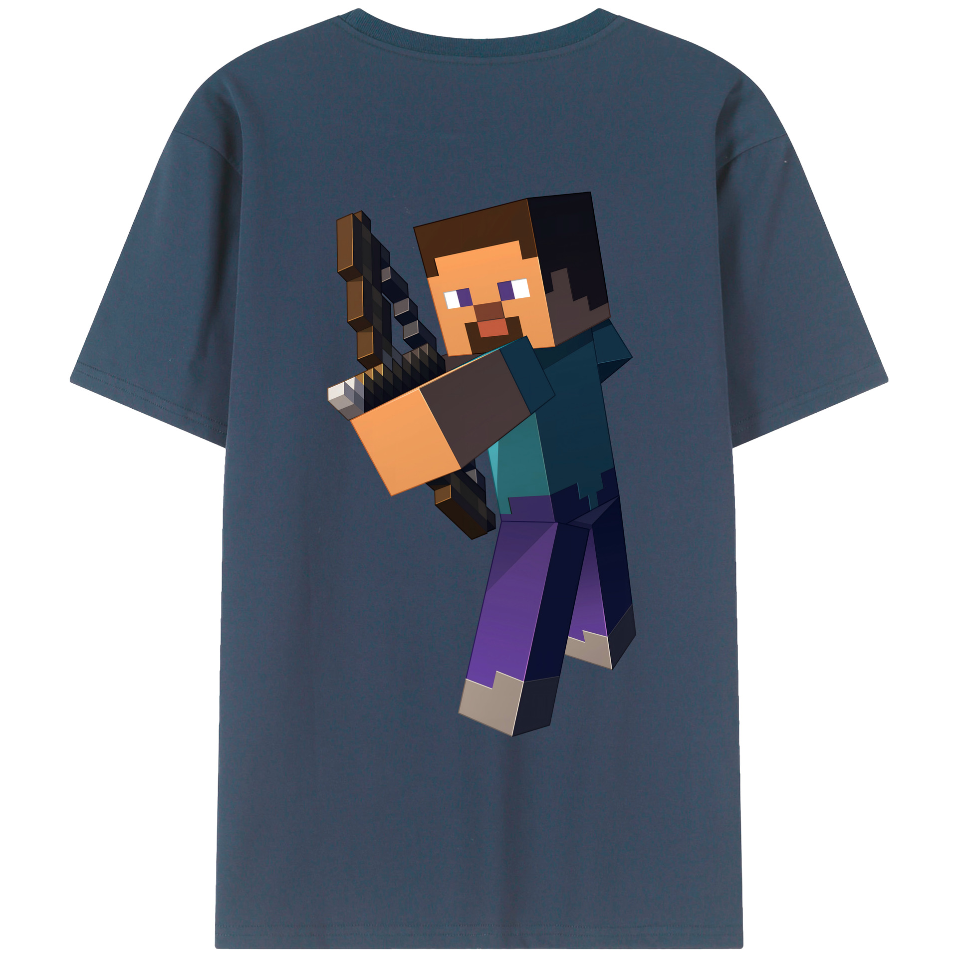 （画像用） マインクラフト ブロックの世界 Minecraft MC Block world 綿100％ メンズ半袖Tシャツ（バックプリント） 通気性