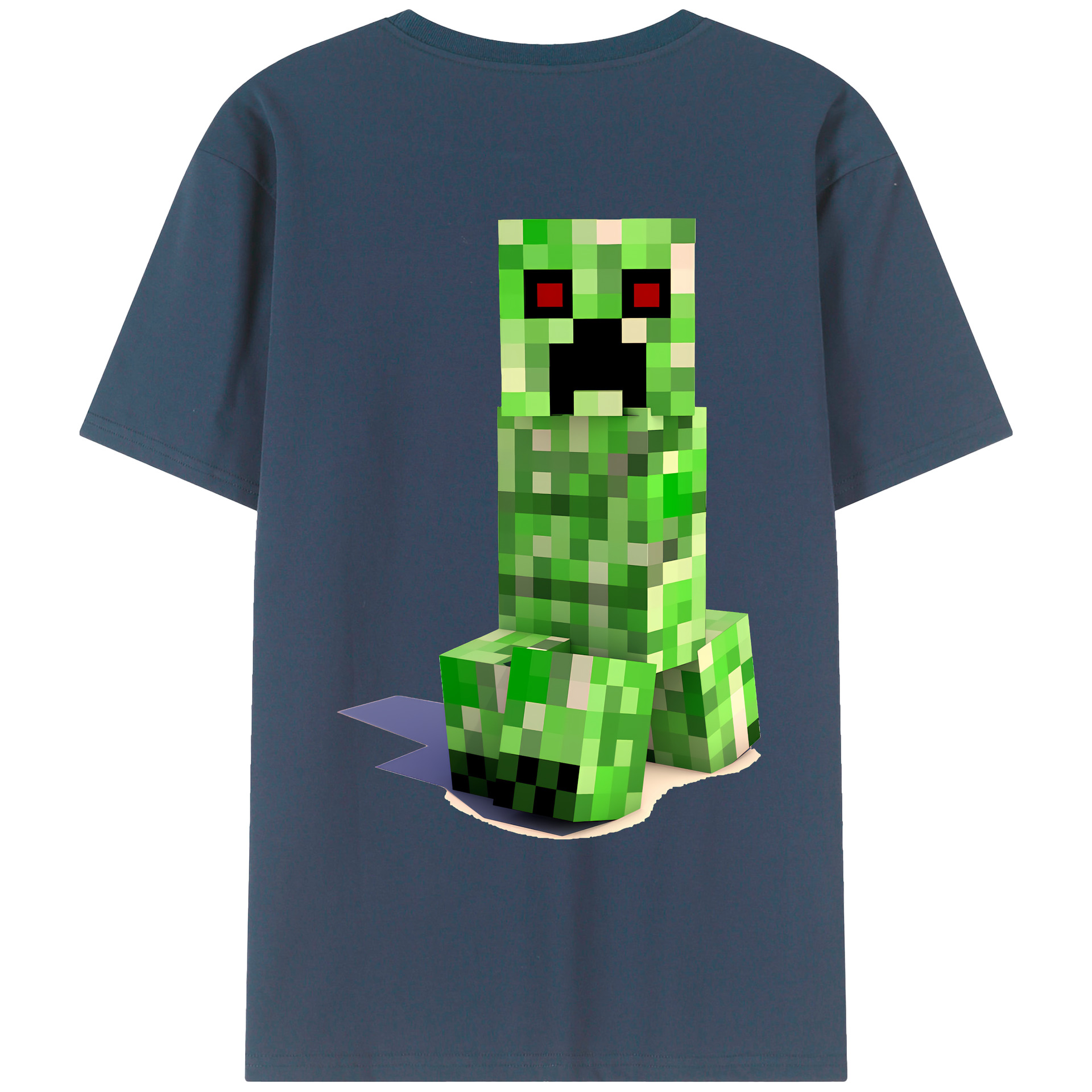 （画像用） マインクラフト ブロックの世界 Minecraft MC Block world 綿100％ メンズ半袖Tシャツ（バックプリント） 通気性