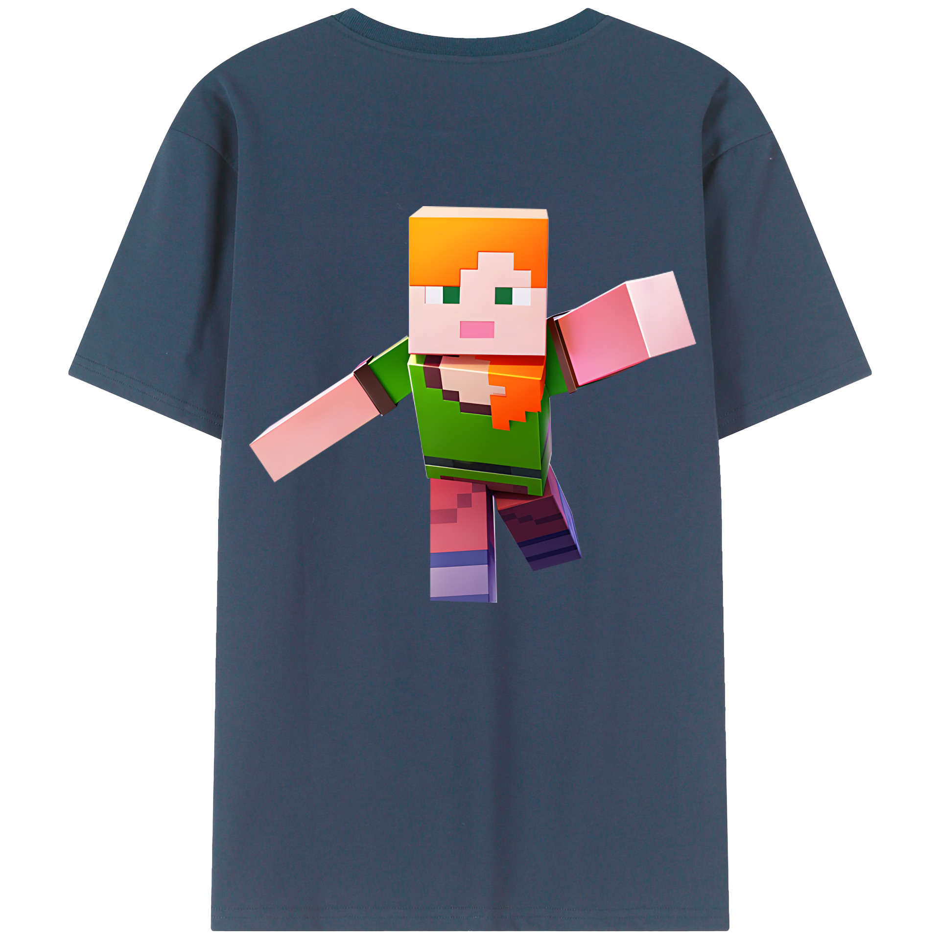 （画像用） マインクラフト ブロックの世界 Minecraft MC Block world 綿100％ メンズ半袖Tシャツ（バックプリント） 通気性