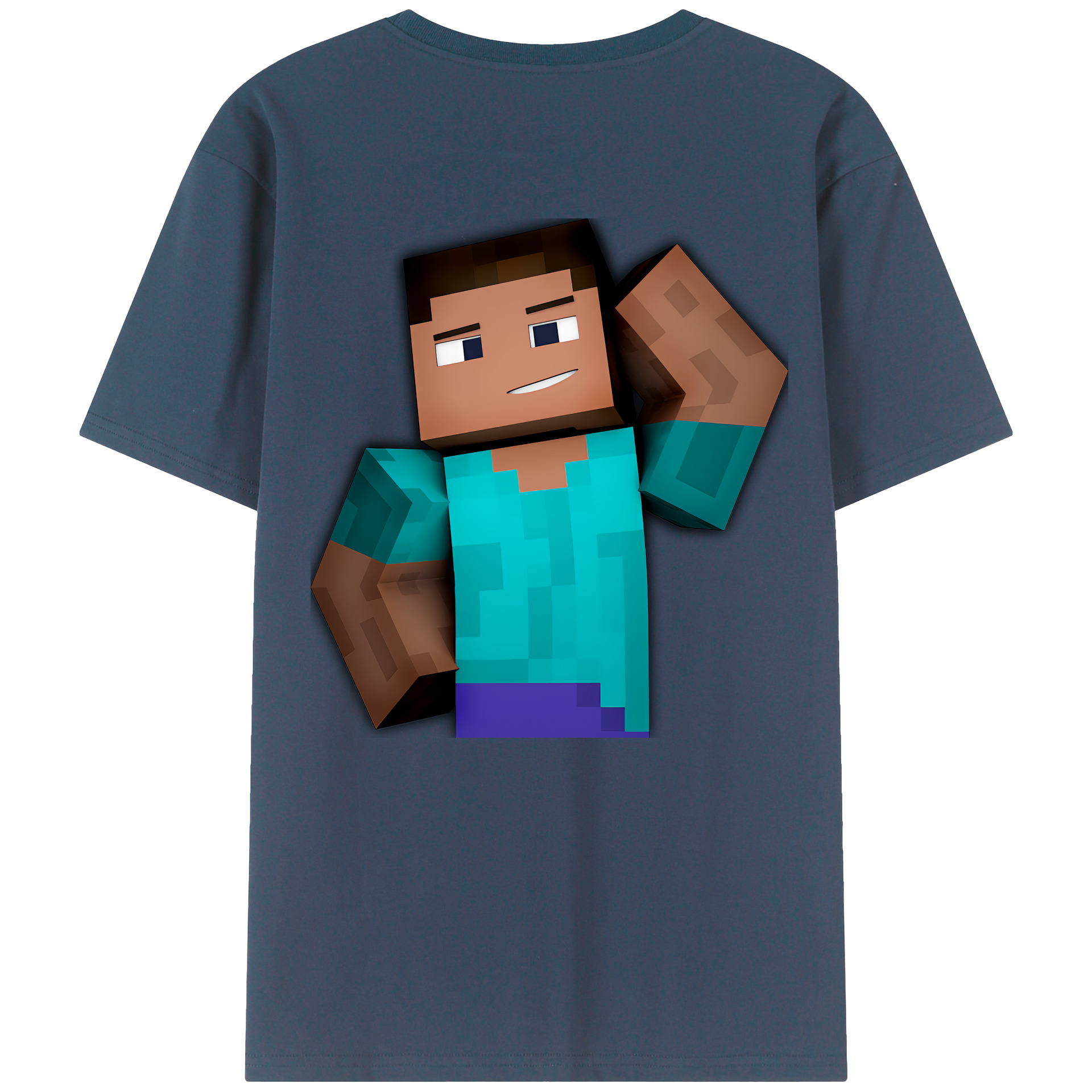 （画像用） マインクラフト ブロックの世界 Minecraft MC Block world 綿100％ メンズ半袖Tシャツ（バックプリント） 通気性