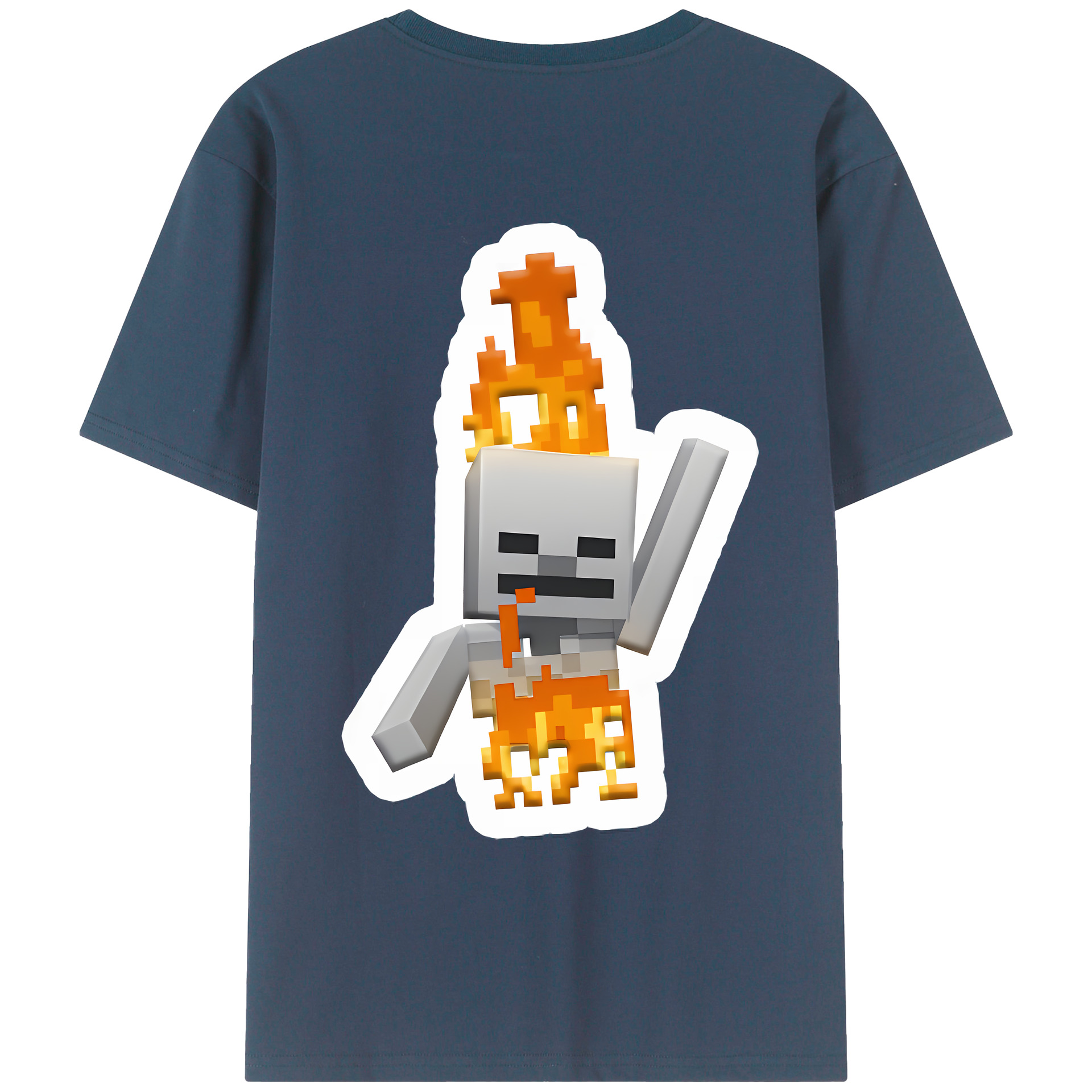 （画像用） マインクラフト ブロックの世界 Minecraft MC Block world 綿100％ メンズ半袖Tシャツ（バックプリント） 通気性