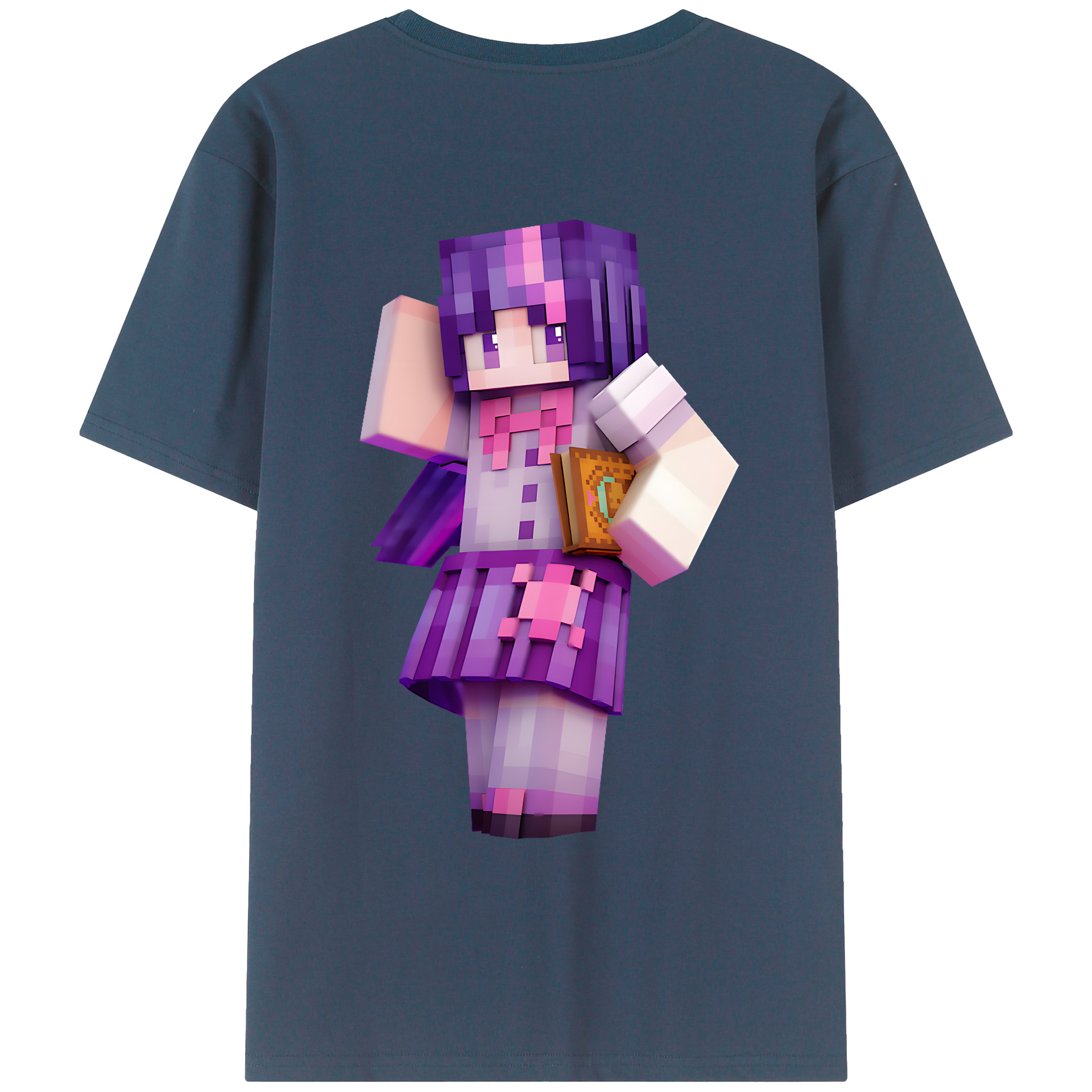 （画像用） マインクラフト ブロックの世界 Minecraft MC Block world 綿100％ メンズ半袖Tシャツ（バックプリント） 通気性