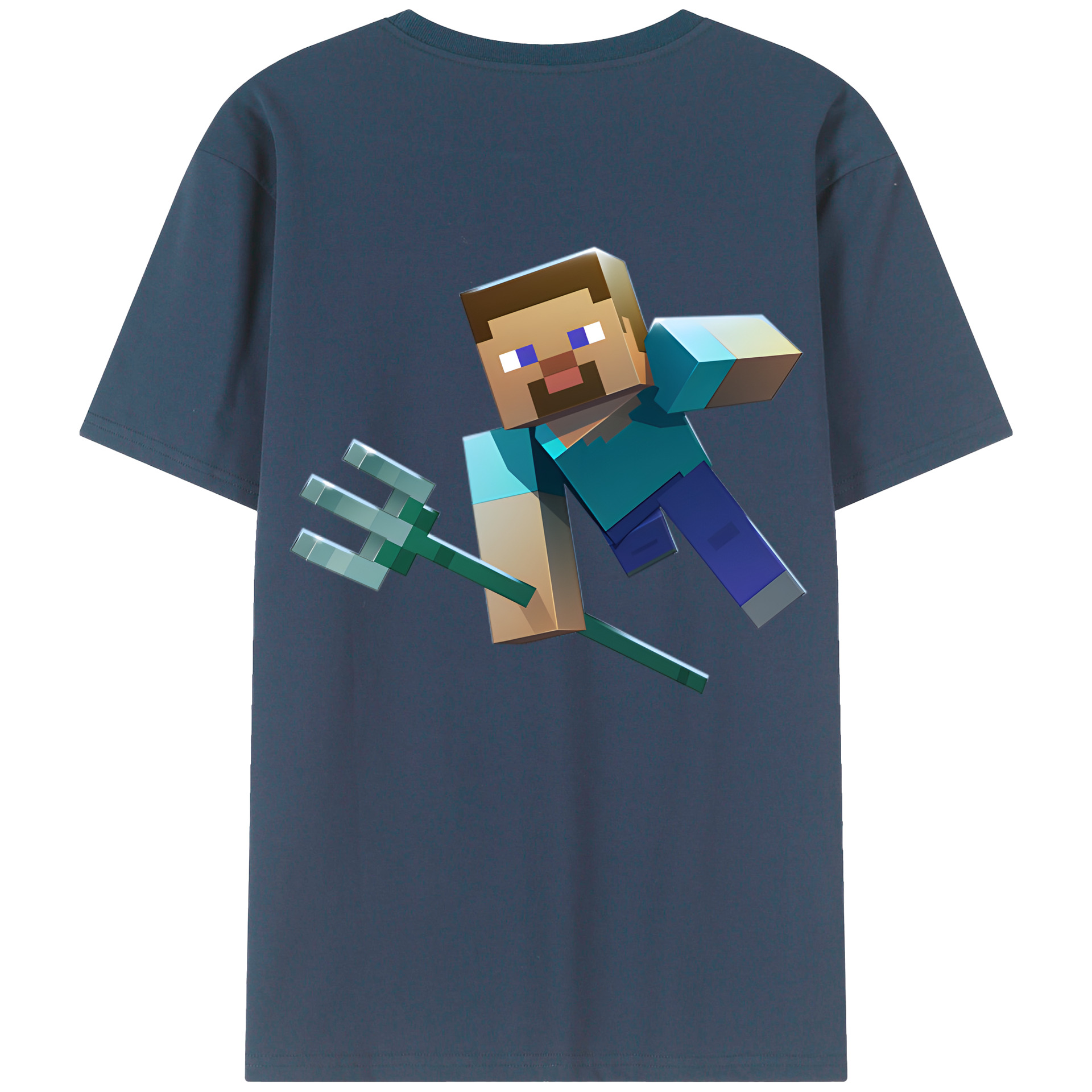 （画像用） マインクラフト ブロックの世界 Minecraft MC Block world 綿100％ メンズ半袖Tシャツ（バックプリント） 通気性