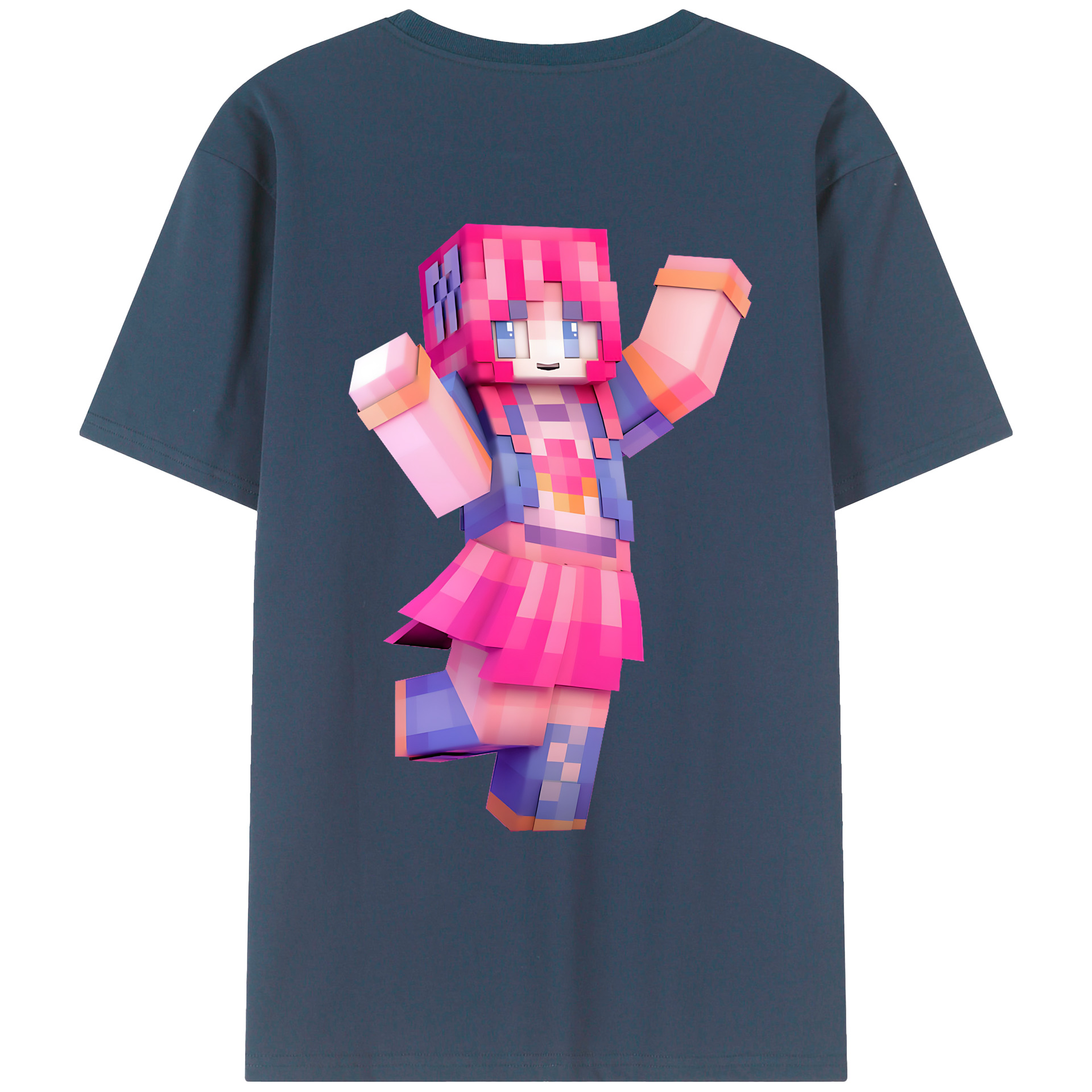 （画像用） マインクラフト ブロックの世界 Minecraft MC Block world 綿100％ メンズ半袖Tシャツ（バックプリント） 通気性