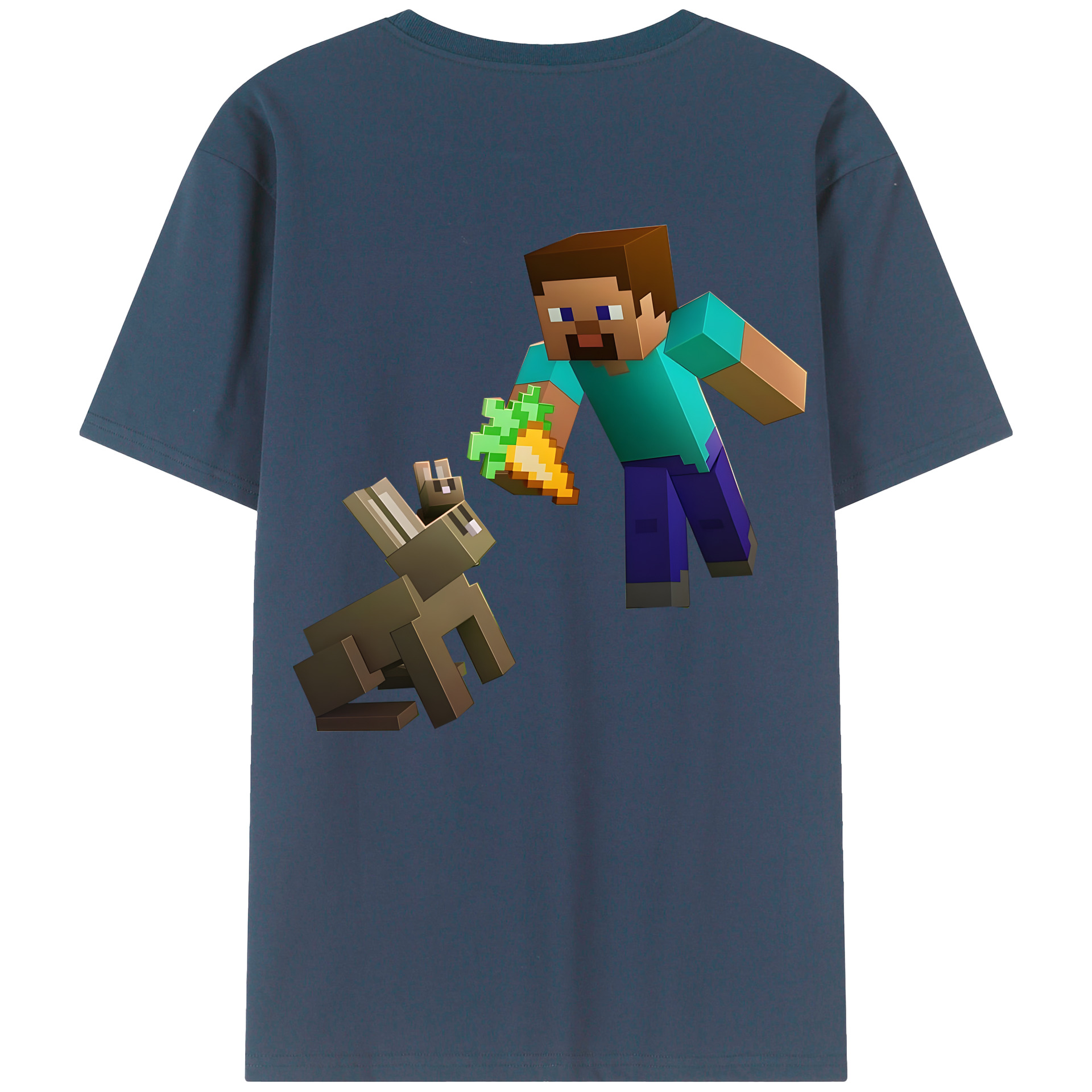 （画像用） マインクラフト ブロックの世界 Minecraft MC Block world 綿100％ メンズ半袖Tシャツ（バックプリント） 通気性