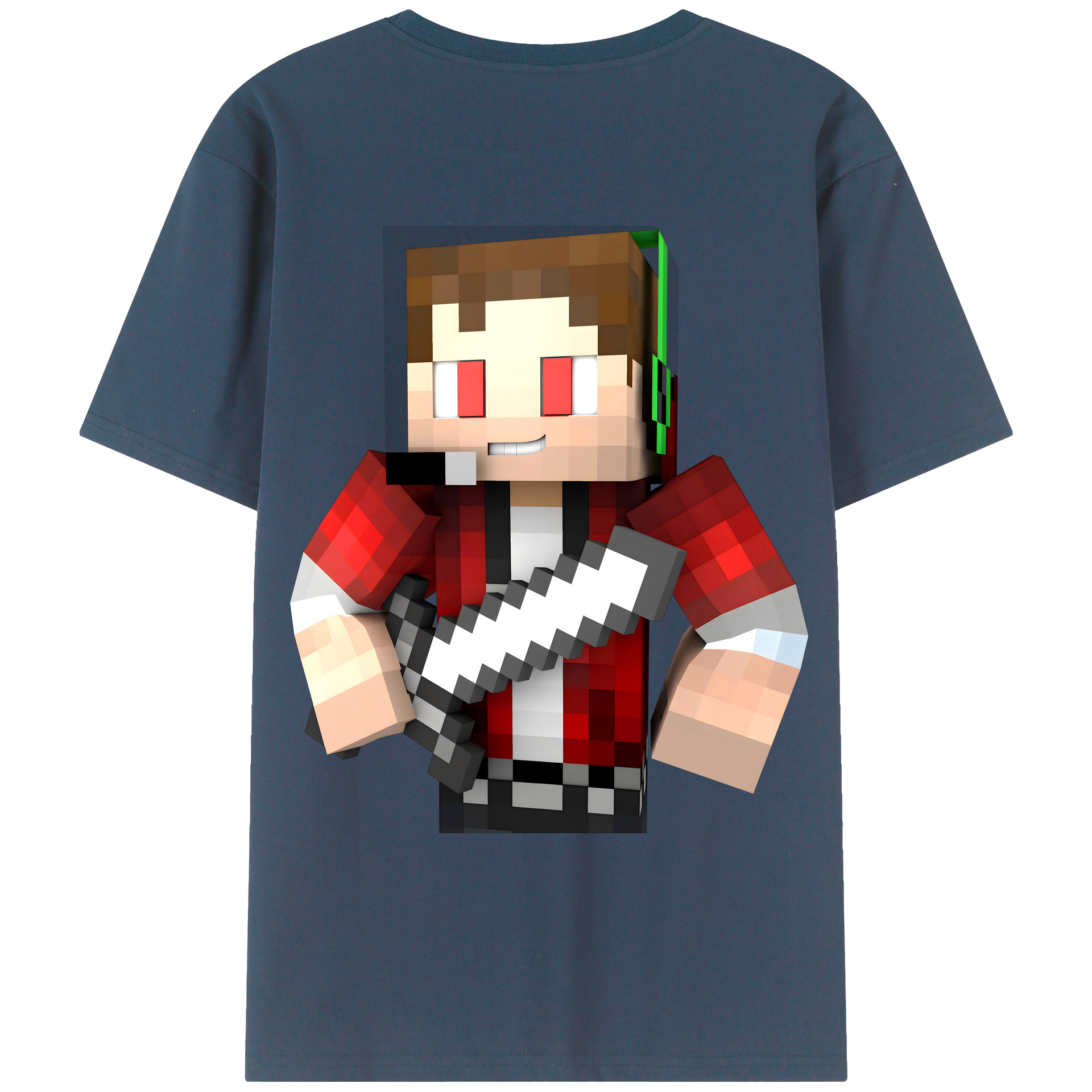 （画像用） マインクラフト ブロックの世界 Minecraft MC Block world 綿100％ メンズ半袖Tシャツ（バックプリント） 通気性
