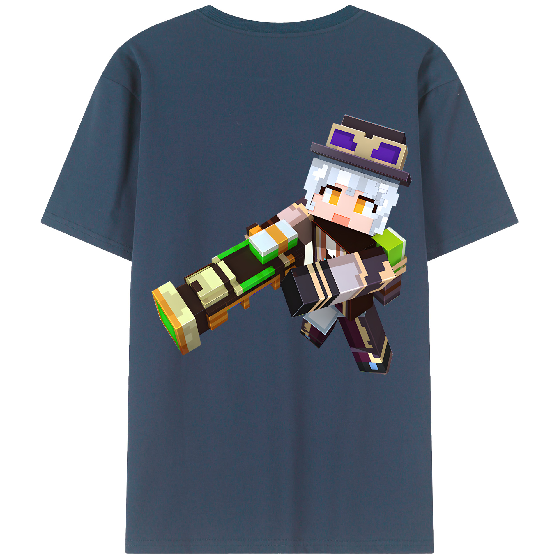 （画像用） マインクラフト ブロックの世界 Minecraft MC Block world 綿100％ メンズ半袖Tシャツ（バックプリント） 通気性