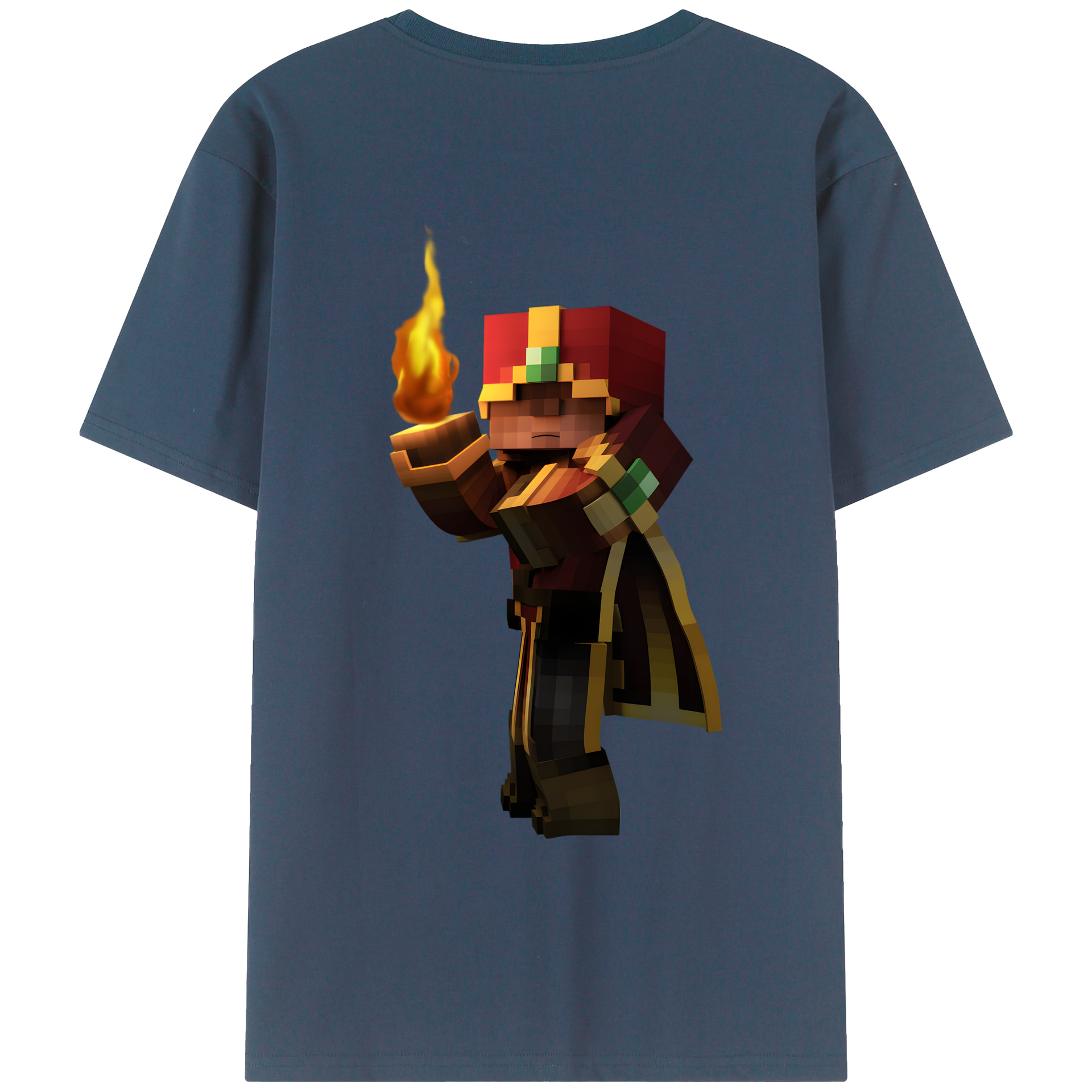 （画像用） マインクラフト ブロックの世界 Minecraft MC Block world 綿100％ メンズ半袖Tシャツ（バックプリント） 通気性