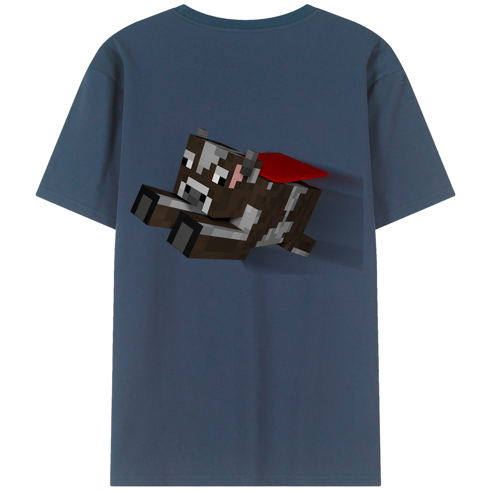 （画像用） マインクラフト ブロックの世界 Minecraft MC Block world 綿100％ メンズ半袖Tシャツ（バックプリント） 通気性