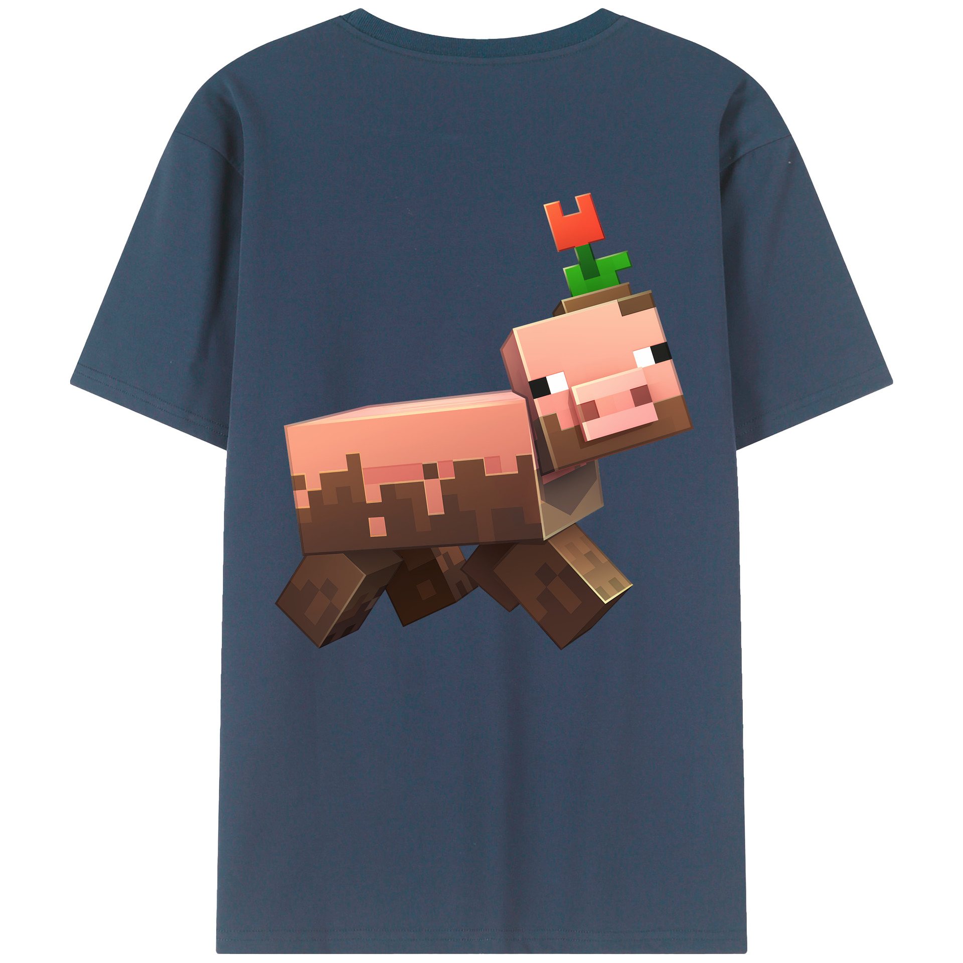 （画像用） マインクラフト ブロックの世界 Minecraft MC Block world 綿100％ メンズ半袖Tシャツ（バックプリント） 通気性