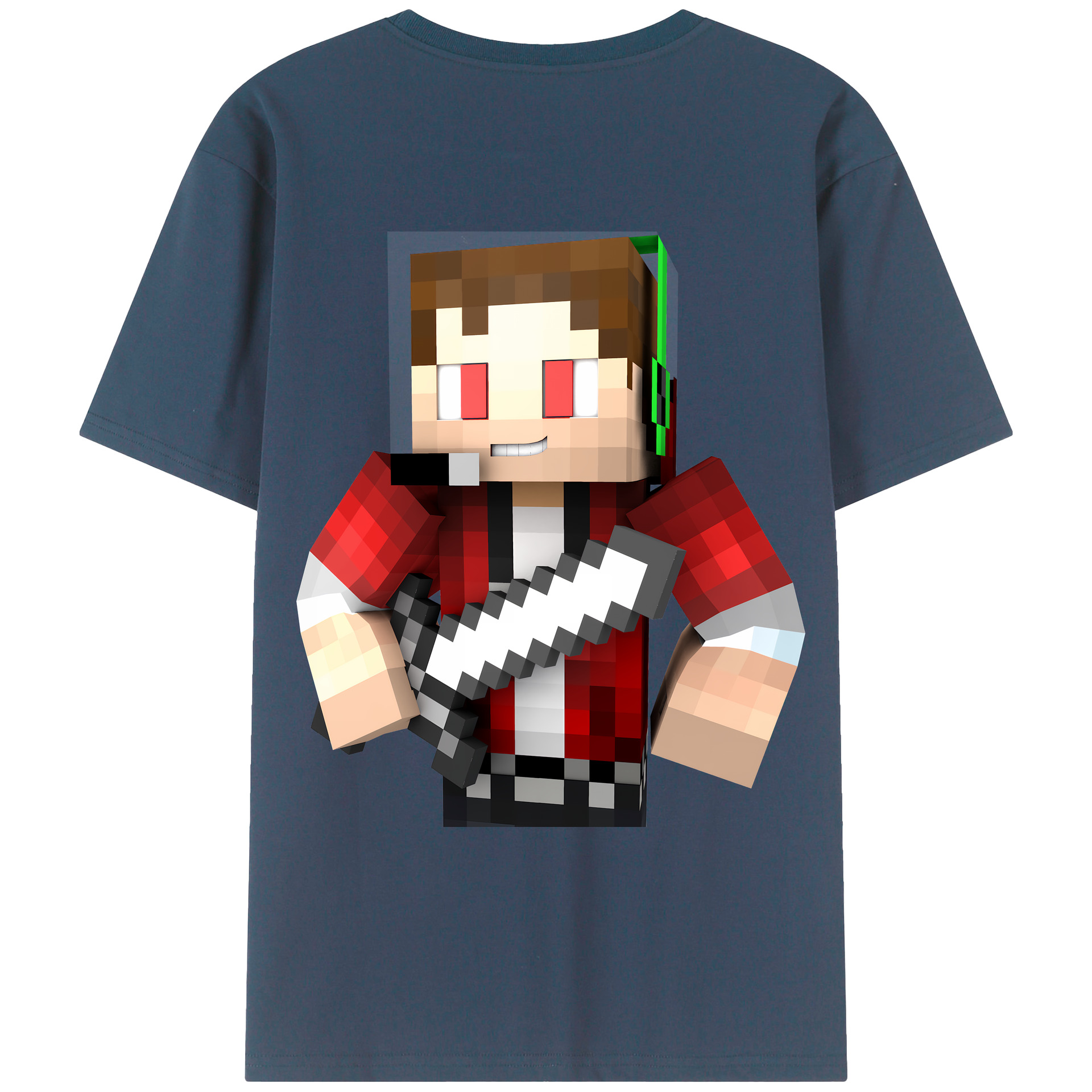 （画像用） マインクラフト ブロックの世界 Minecraft MC Block world 綿100％ メンズ半袖Tシャツ（バックプリント） 通気性