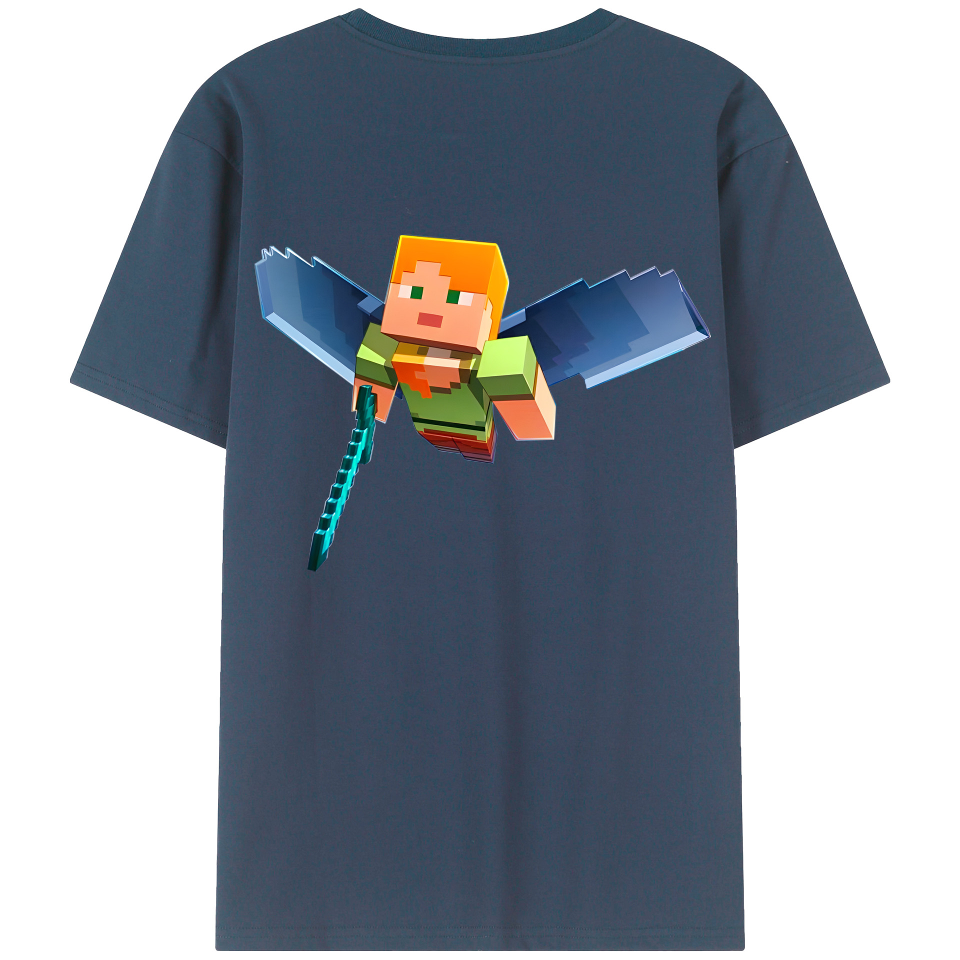 （画像用） マインクラフト ブロックの世界 Minecraft MC Block world 綿100％ メンズ半袖Tシャツ（バックプリント） 通気性