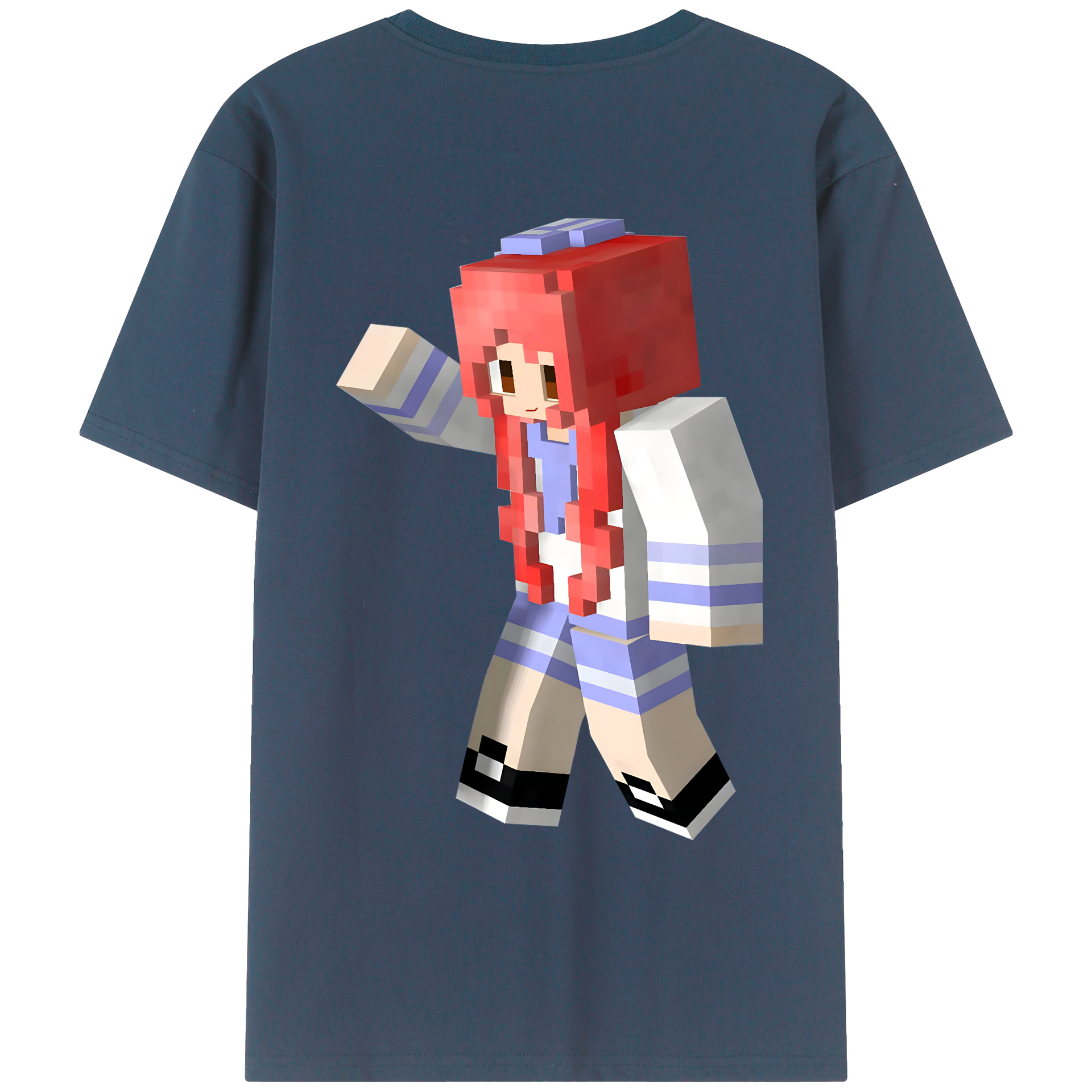 （画像用） マインクラフト ブロックの世界 Minecraft MC Block world 綿100％ メンズ半袖Tシャツ（バックプリント） 通気性