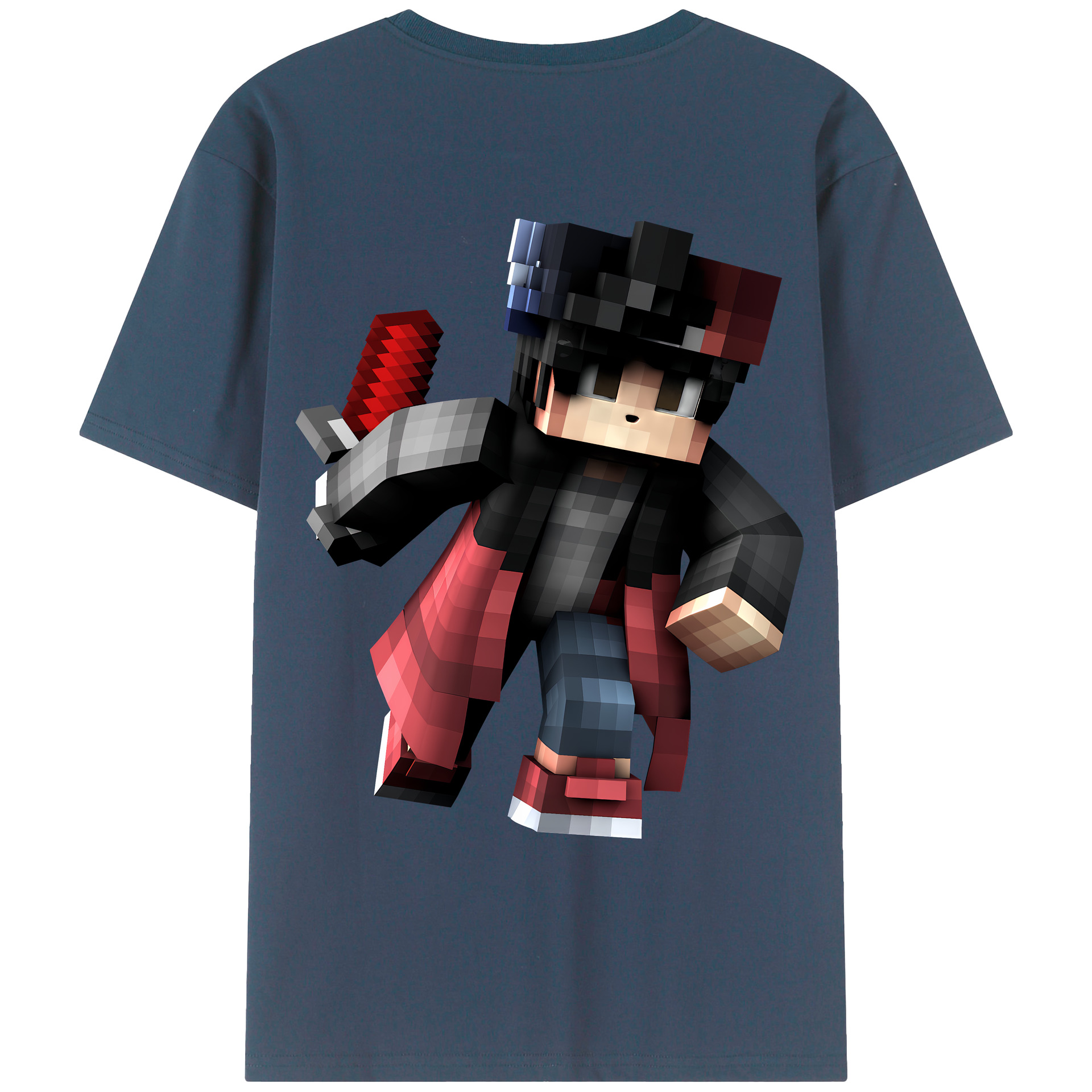 （画像用） マインクラフト ブロックの世界 Minecraft MC Block world 綿100％ メンズ半袖Tシャツ（バックプリント） 通気性