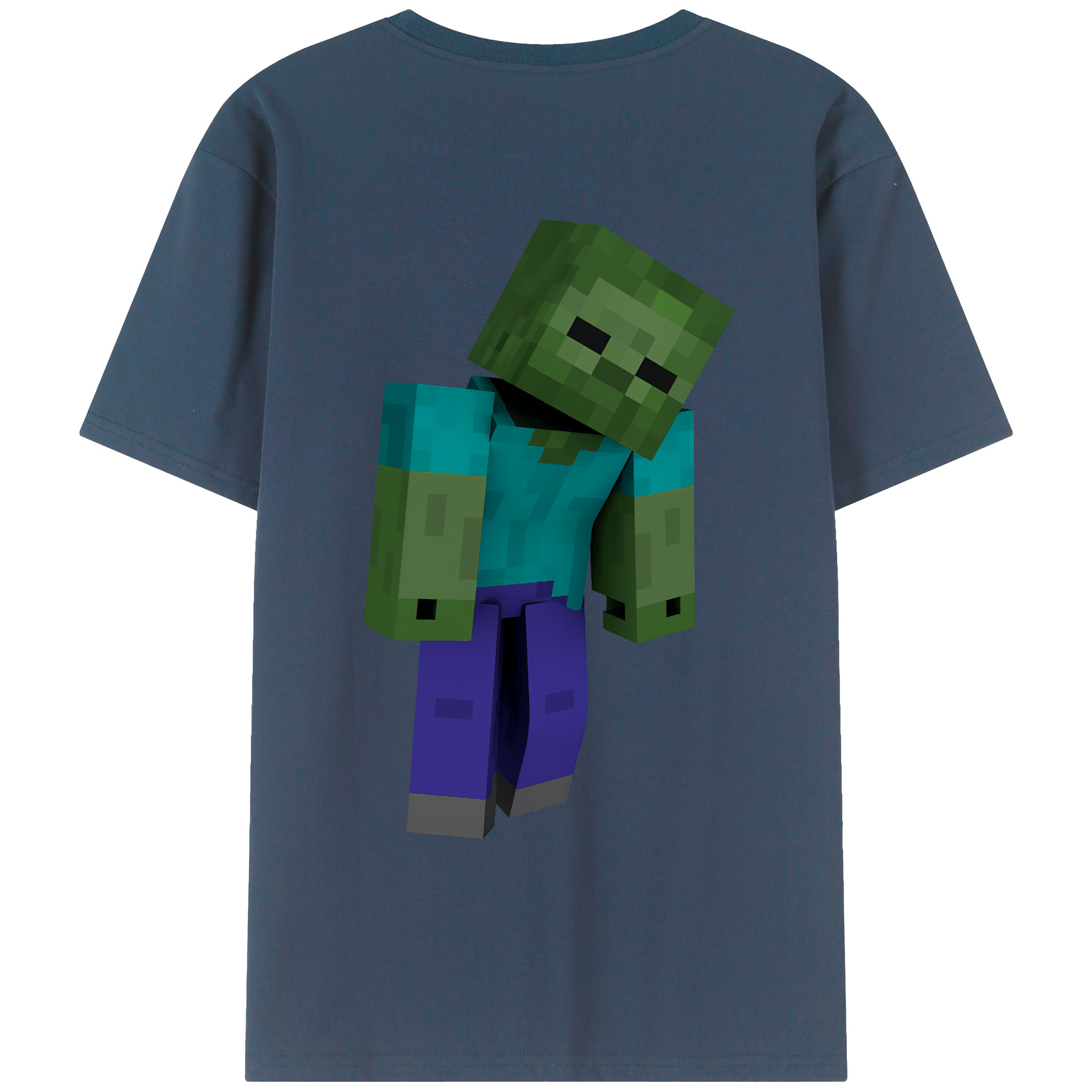 （画像用） マインクラフト ブロックの世界 Minecraft MC Block world 綿100％ メンズ半袖Tシャツ（バックプリント） 通気性