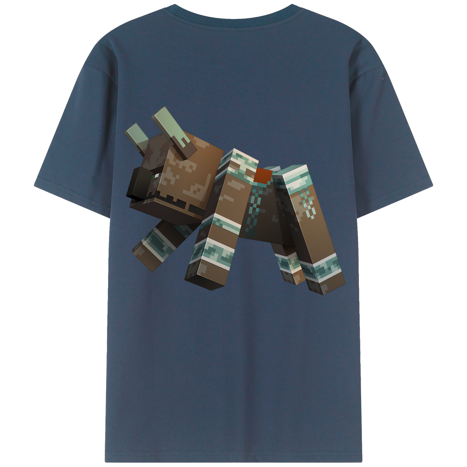 （画像用） マインクラフト ブロックの世界 Minecraft MC Block world 綿100％ メンズ半袖Tシャツ（バックプリント） 通気性