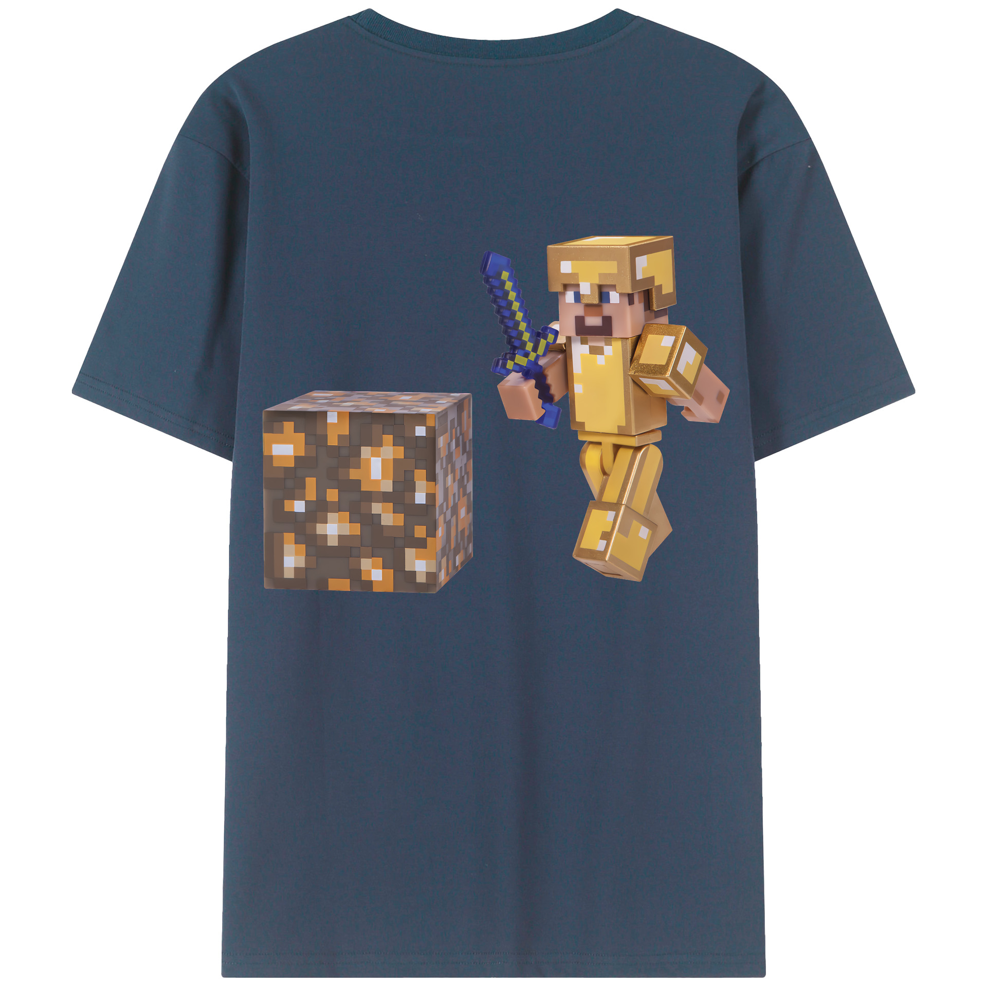 （画像用） マインクラフト ブロックの世界 Minecraft MC Block world 綿100％ メンズ半袖Tシャツ（バックプリント） 通気性