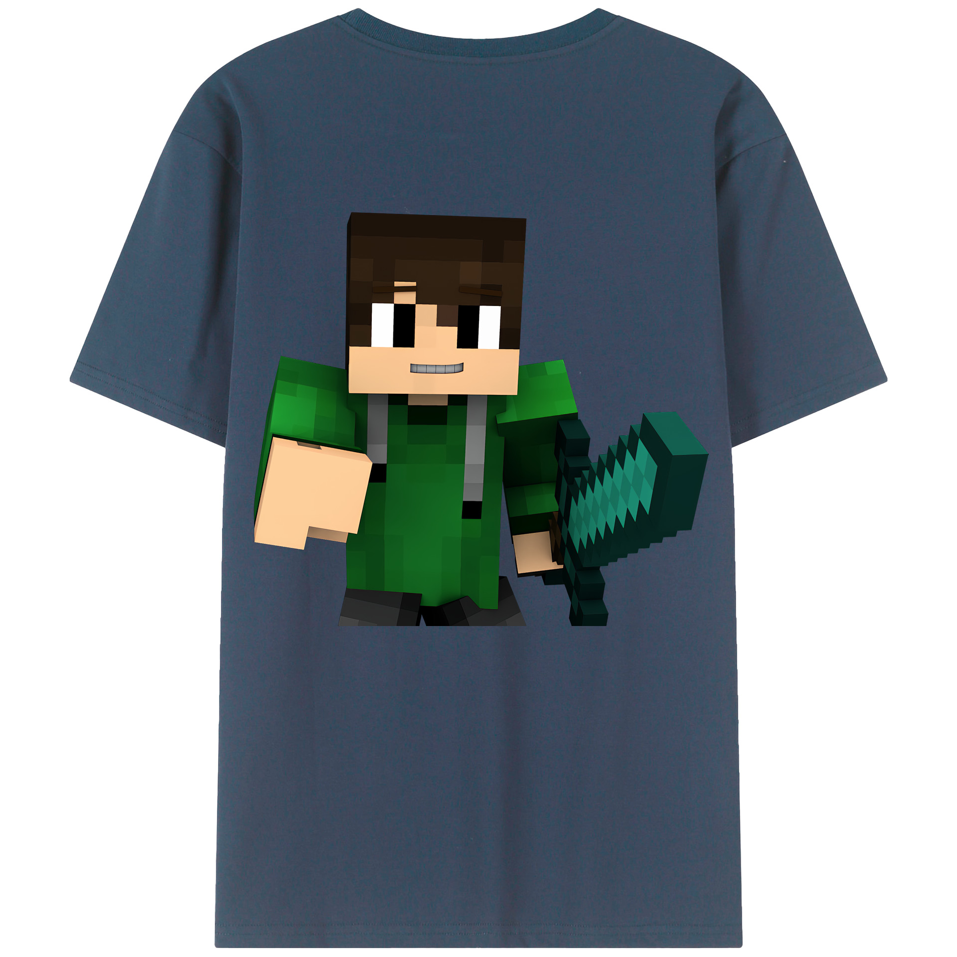 （画像用） マインクラフト ブロックの世界 Minecraft MC Block world 綿100％ メンズ半袖Tシャツ（バックプリント） 通気性