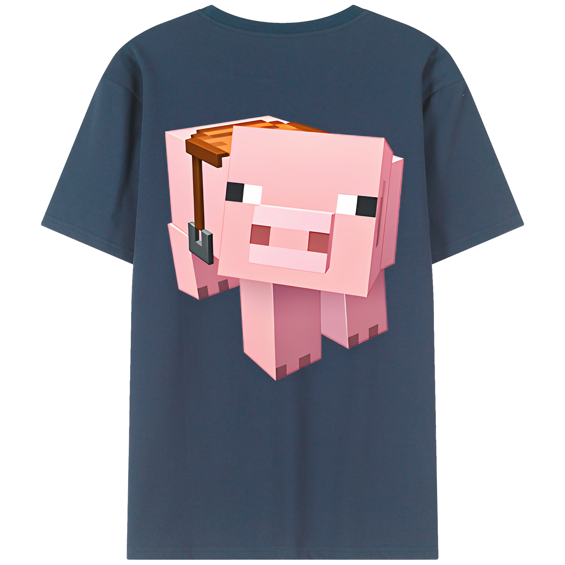 （画像用） マインクラフト ブロックの世界 Minecraft MC Block world 綿100％ メンズ半袖Tシャツ（バックプリント） 通気性