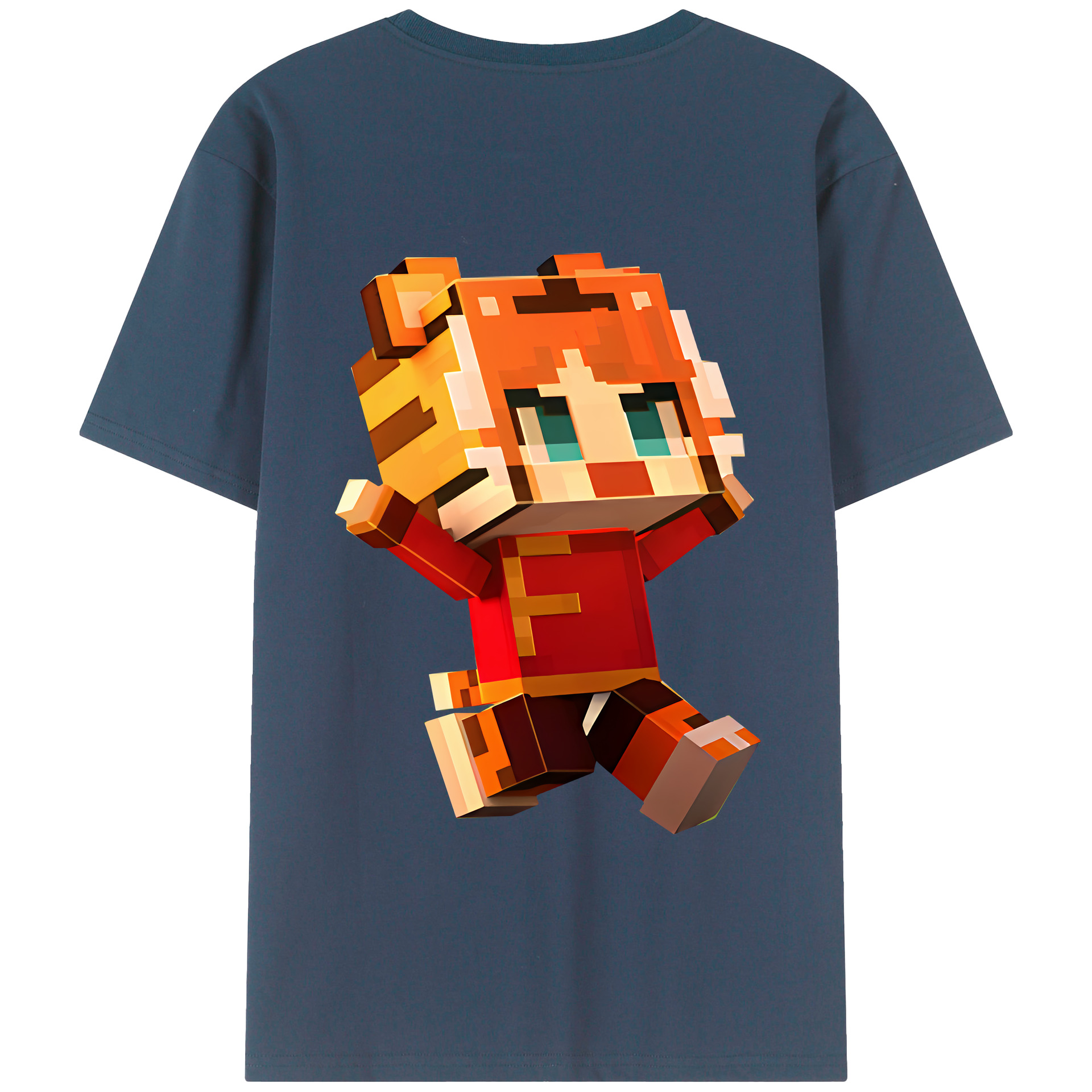 （画像用） マインクラフト ブロックの世界 Minecraft MC Block world 綿100％ メンズ半袖Tシャツ（バックプリント） 通気性