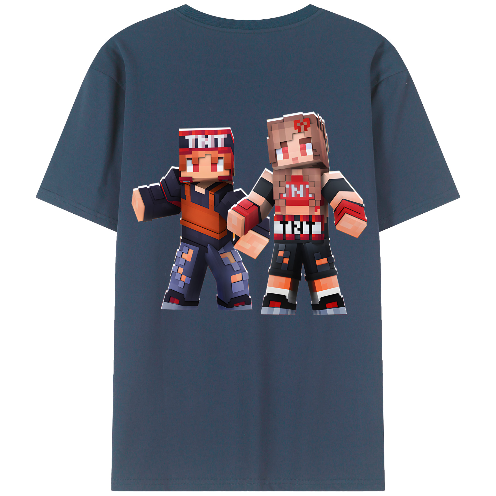 （画像用） マインクラフト ブロックの世界 Minecraft MC Block world 綿100％ メンズ半袖Tシャツ（バックプリント） 通気性