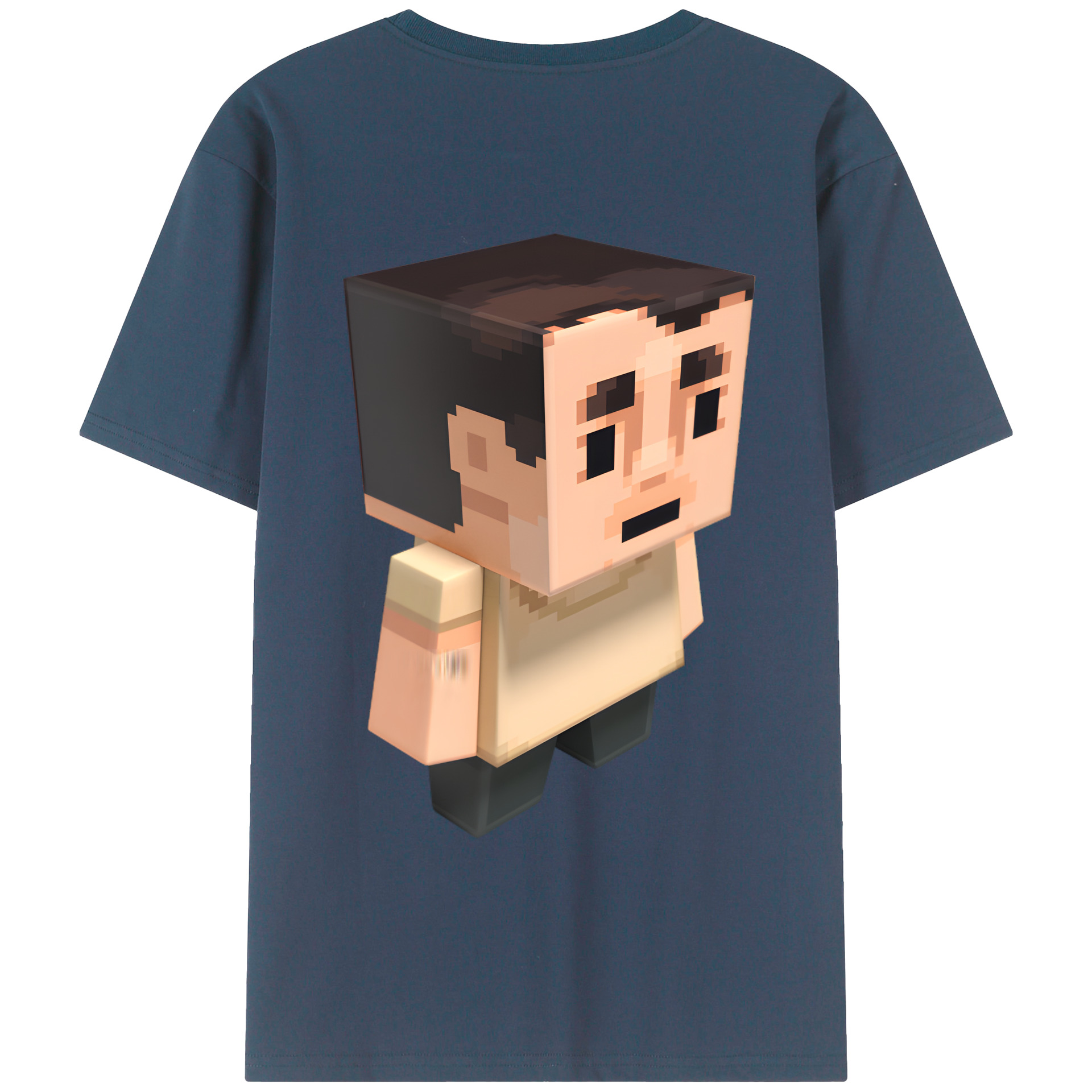 （画像用） マインクラフト ブロックの世界 Minecraft MC Block world 綿100％ メンズ半袖Tシャツ（バックプリント） 通気性