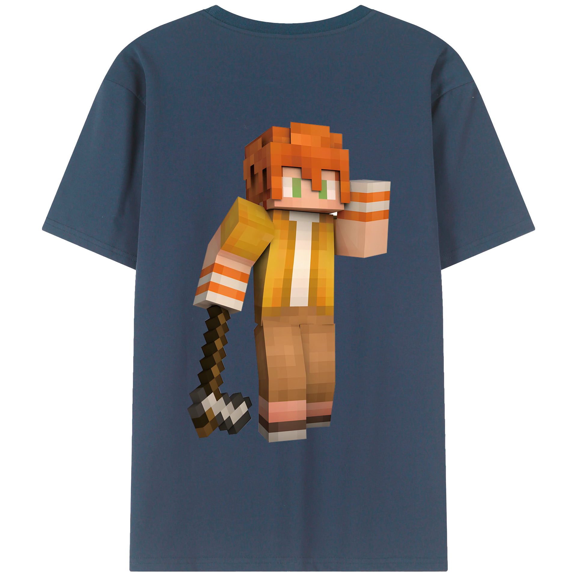 （画像用） マインクラフト ブロックの世界 Minecraft MC Block world 綿100％ メンズ半袖Tシャツ（バックプリント） 通気性
