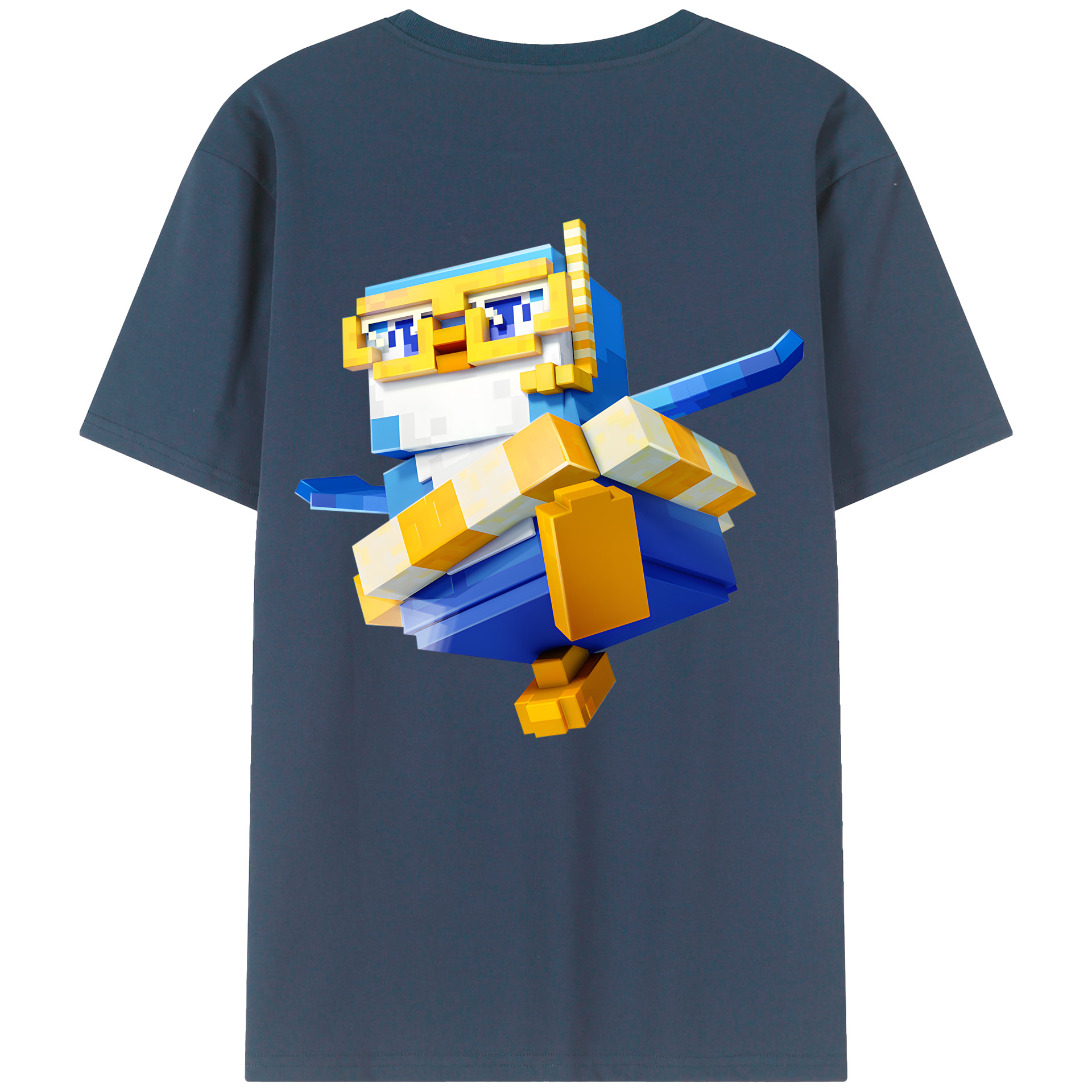 （画像用） マインクラフト ブロックの世界 Minecraft MC Block world 綿100％ メンズ半袖Tシャツ（バックプリント） 通気性