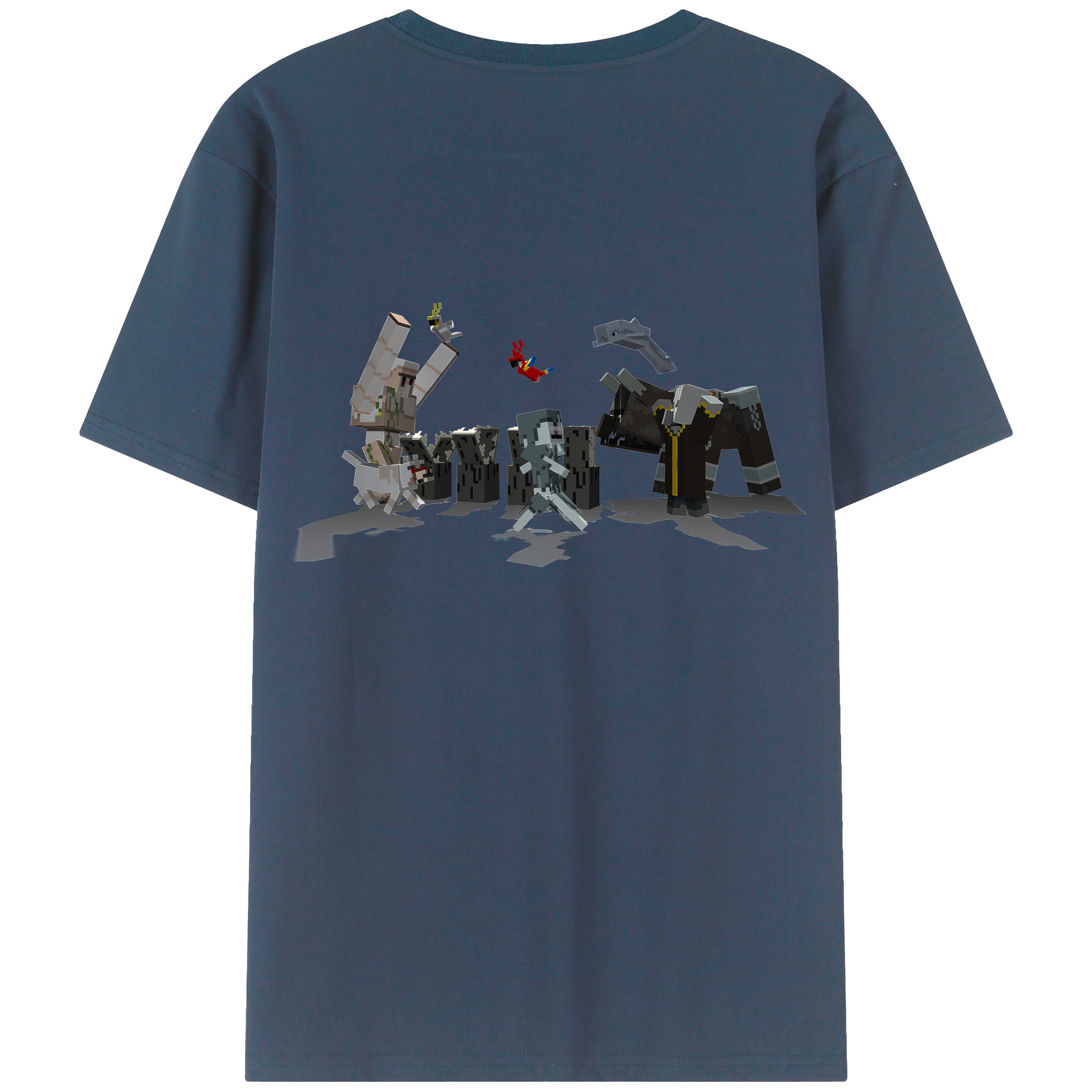 （画像用） マインクラフト ブロックの世界 Minecraft MC Block world 綿100％ メンズ半袖Tシャツ（バックプリント） 通気性
