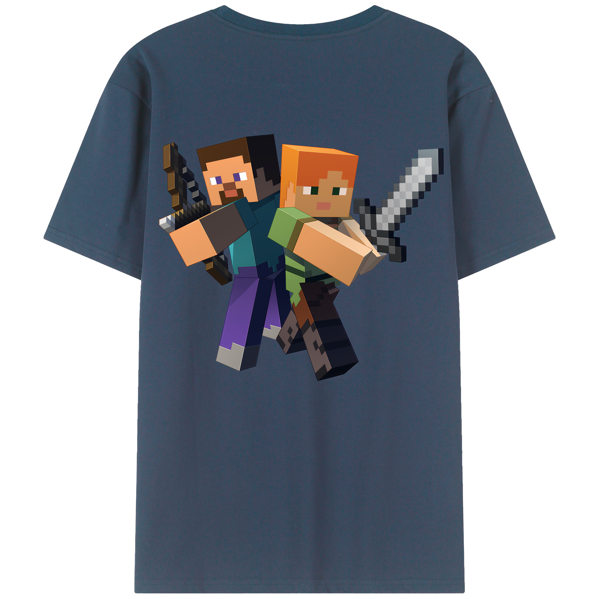 （画像用） マインクラフト ブロックの世界 Minecraft MC Block world 綿100％ メンズ半袖Tシャツ（バックプリント） 通気性