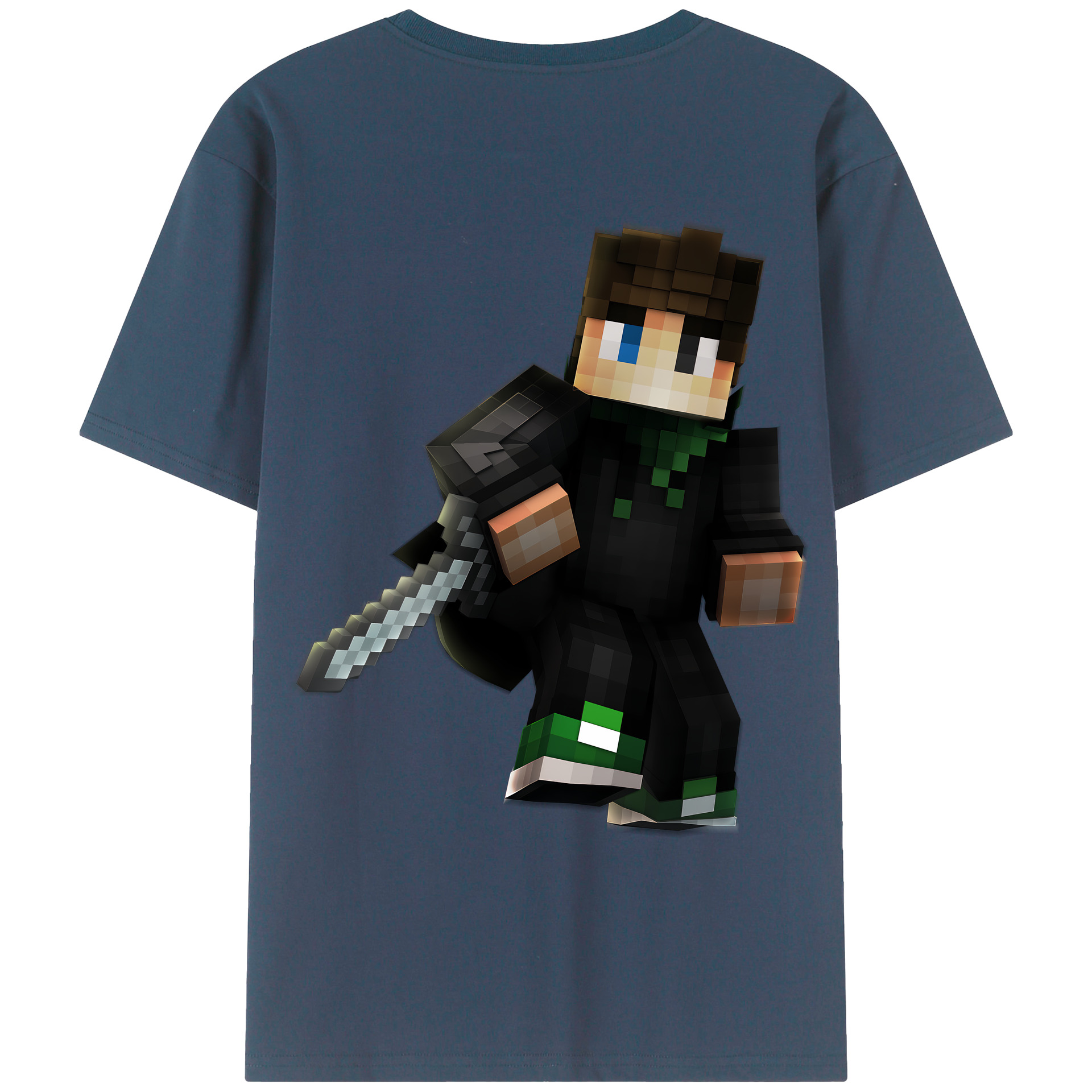 （画像用） マインクラフト ブロックの世界 Minecraft MC Block world 綿100％ メンズ半袖Tシャツ（バックプリント） 通気性