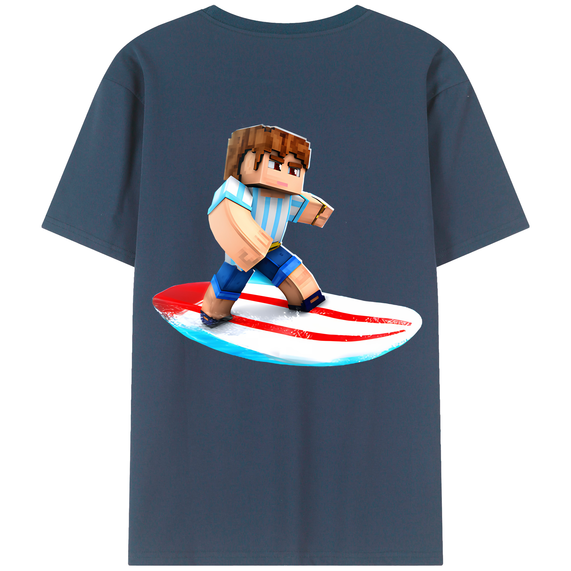 （画像用） マインクラフト ブロックの世界 Minecraft MC Block world 綿100％ メンズ半袖Tシャツ（バックプリント） 通気性