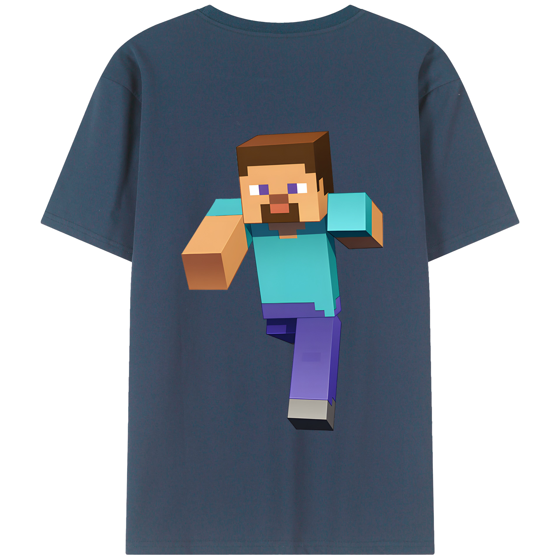 （画像用） マインクラフト ブロックの世界 Minecraft MC Block world 綿100％ メンズ半袖Tシャツ（バックプリント） 通気性