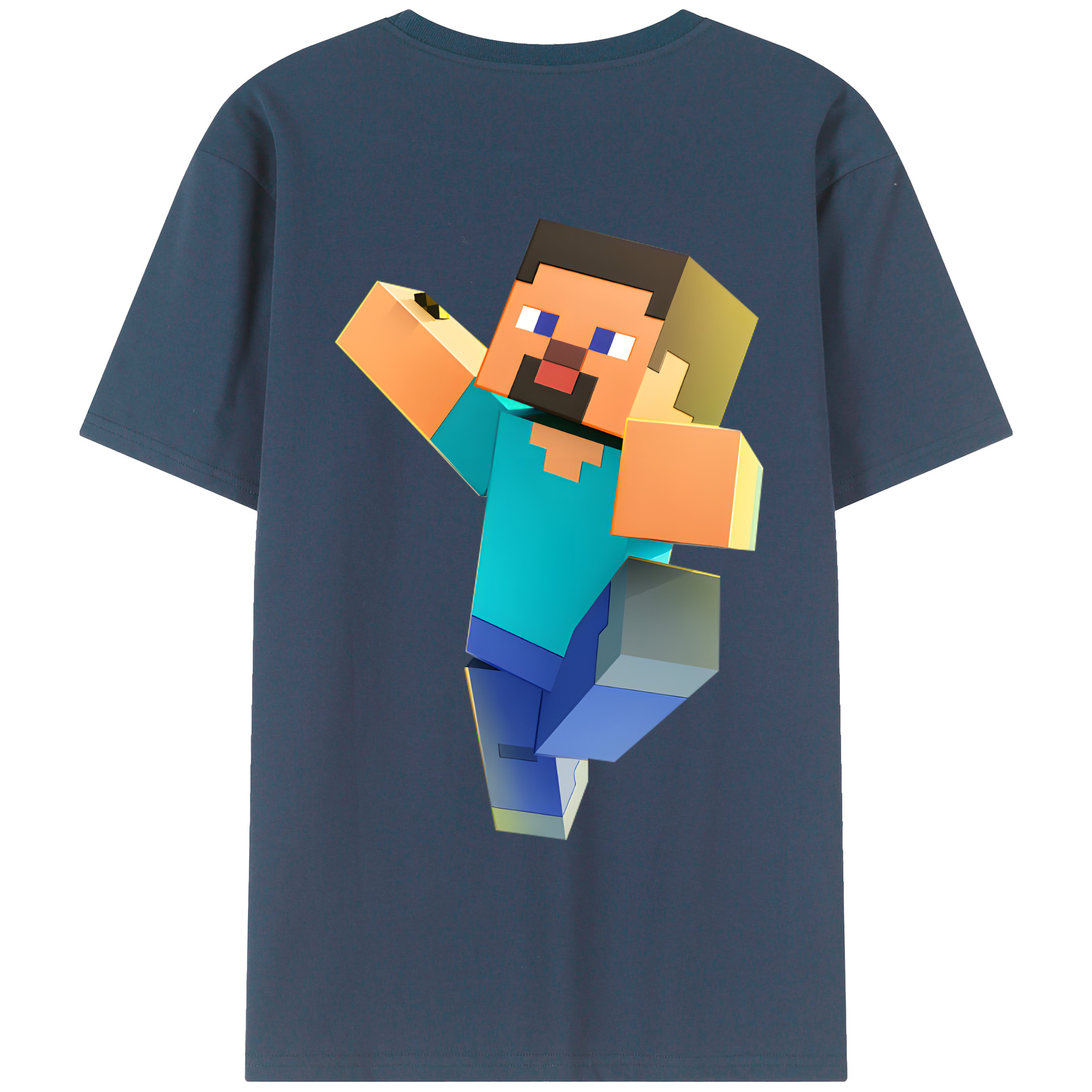 （画像用） マインクラフト ブロックの世界 Minecraft MC Block world 綿100％ メンズ半袖Tシャツ（バックプリント） 通気性