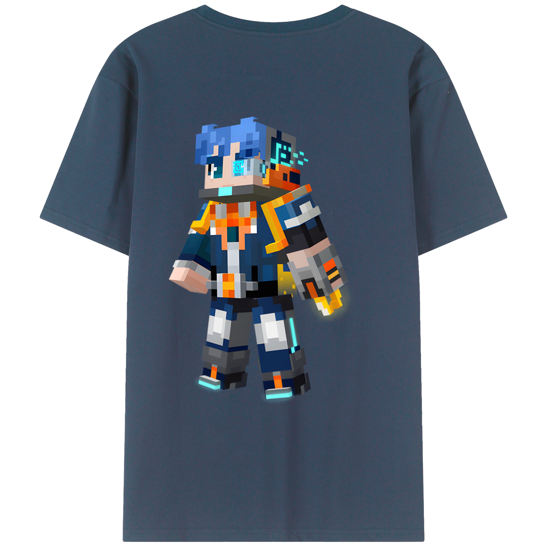 （画像用） マインクラフト ブロックの世界 Minecraft MC Block world 綿100％ メンズ半袖Tシャツ（バックプリント） 通気性