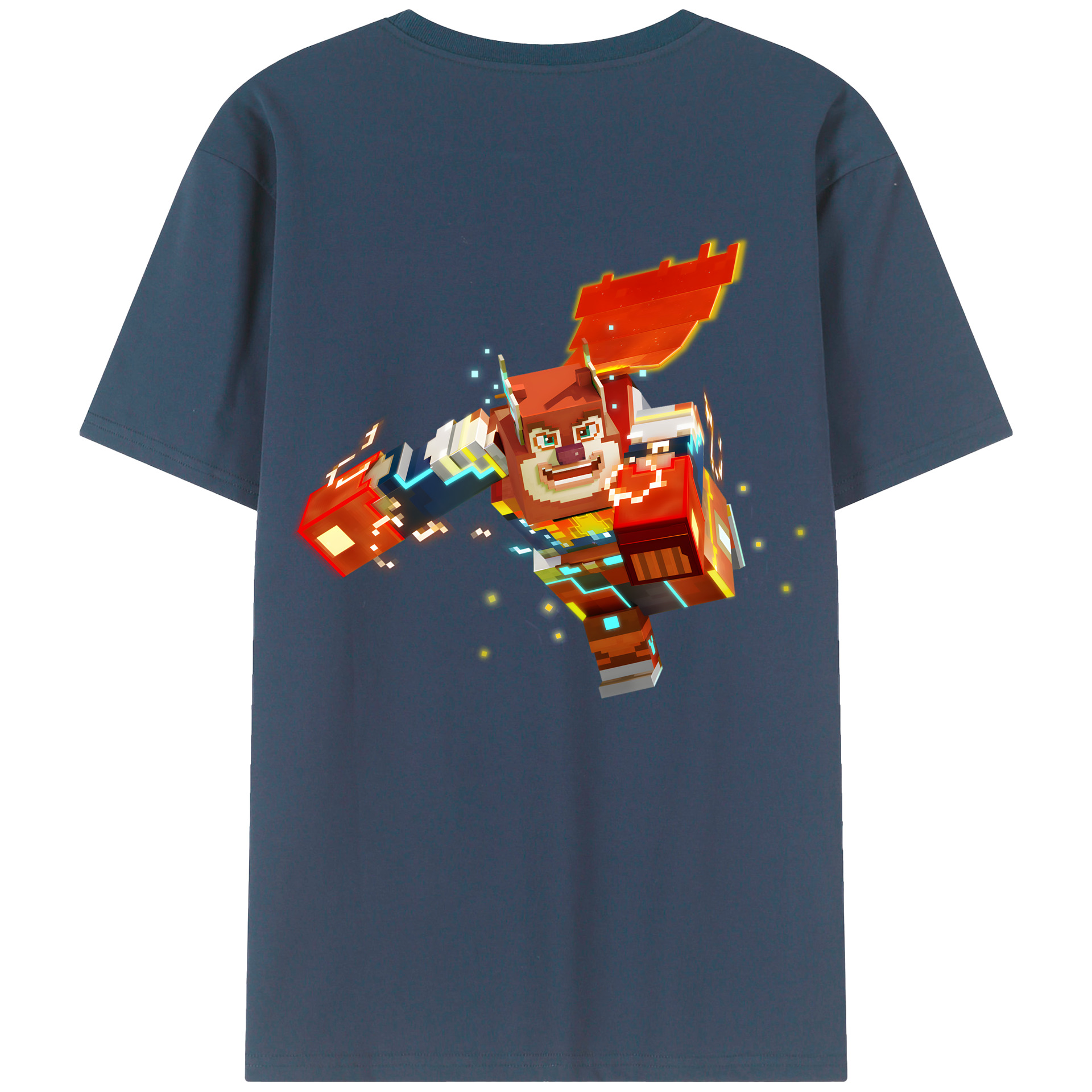 （画像用） マインクラフト ブロックの世界 Minecraft MC Block world 綿100％ メンズ半袖Tシャツ（バックプリント） 通気性
