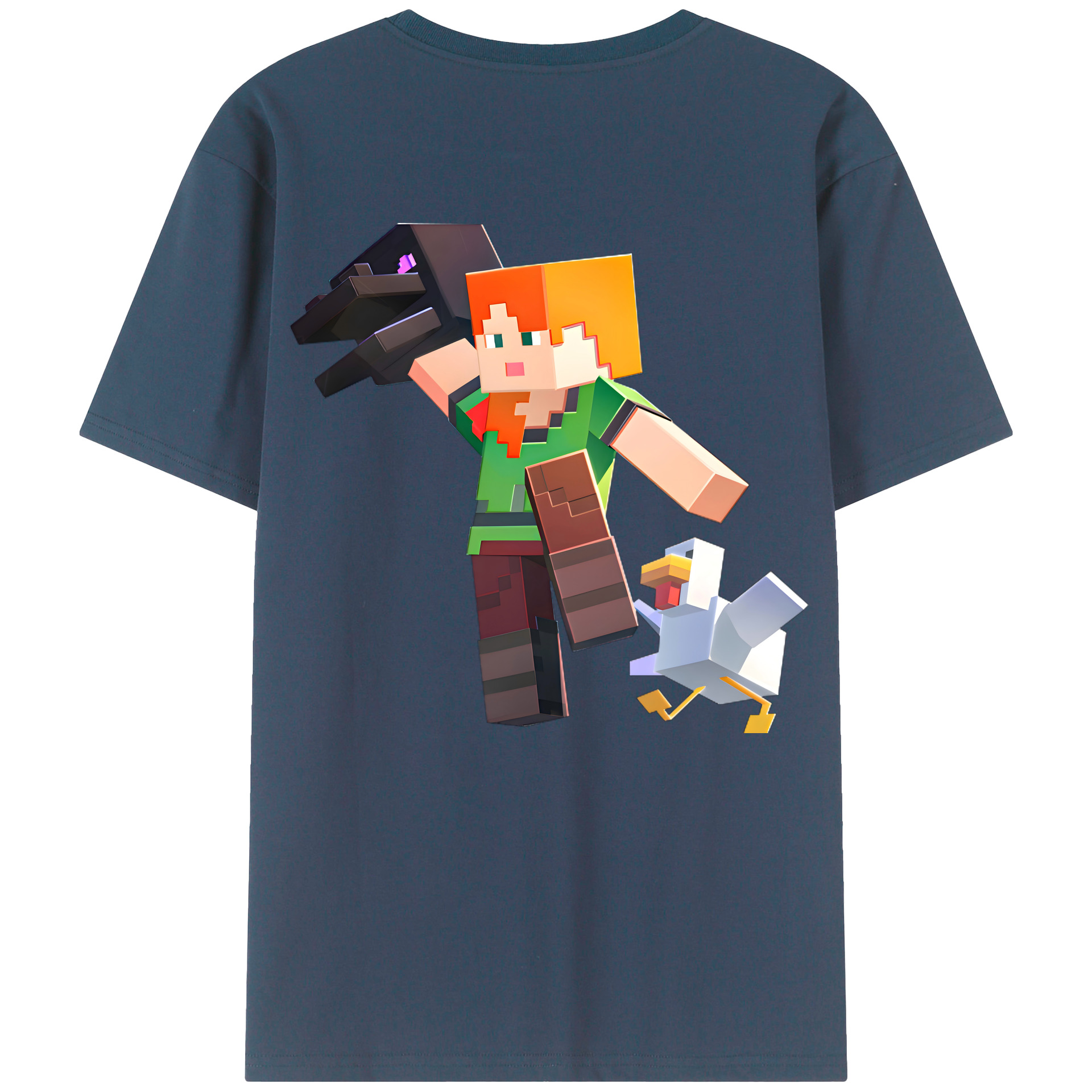 （画像用） マインクラフト ブロックの世界 Minecraft MC Block world 綿100％ メンズ半袖Tシャツ（バックプリント） 通気性