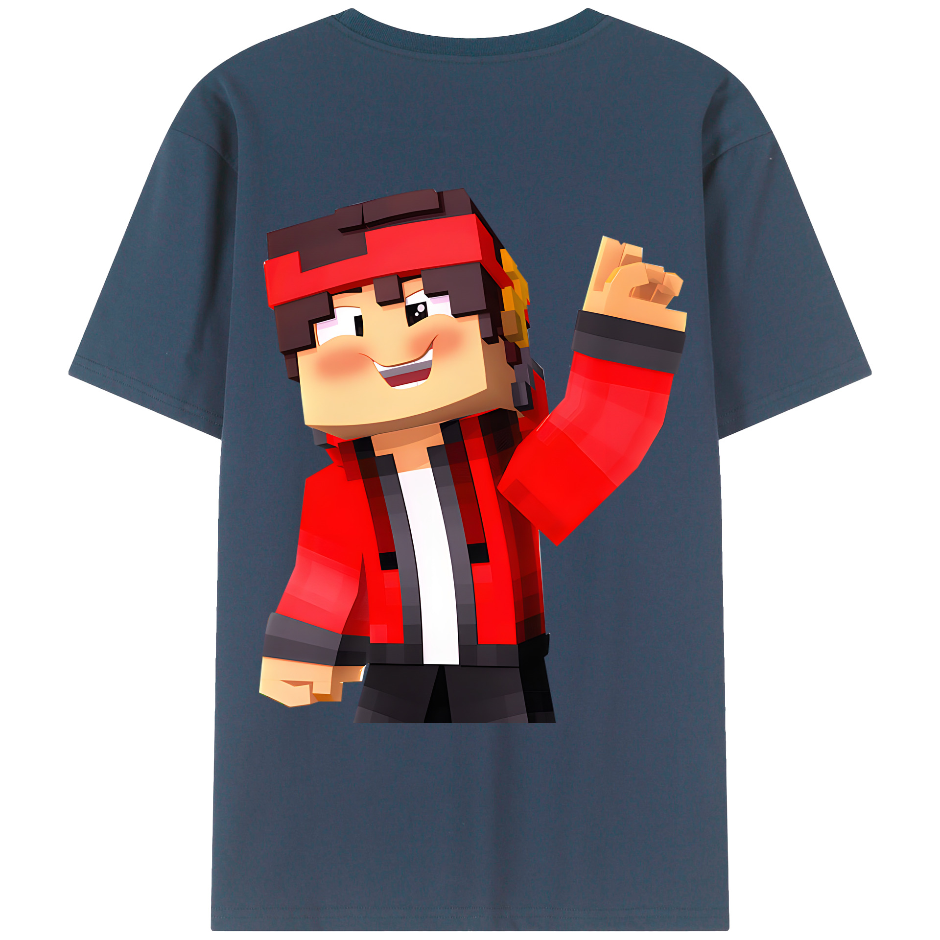 （画像用） マインクラフト ブロックの世界 Minecraft MC Block world 綿100％ メンズ半袖Tシャツ（バックプリント） 通気性