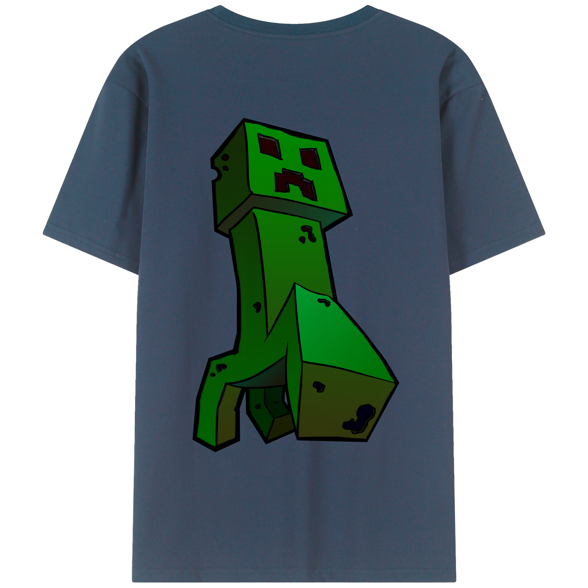（画像用） マインクラフト ブロックの世界 Minecraft MC Block world 綿100％ メンズ半袖Tシャツ（バックプリント） 通気性