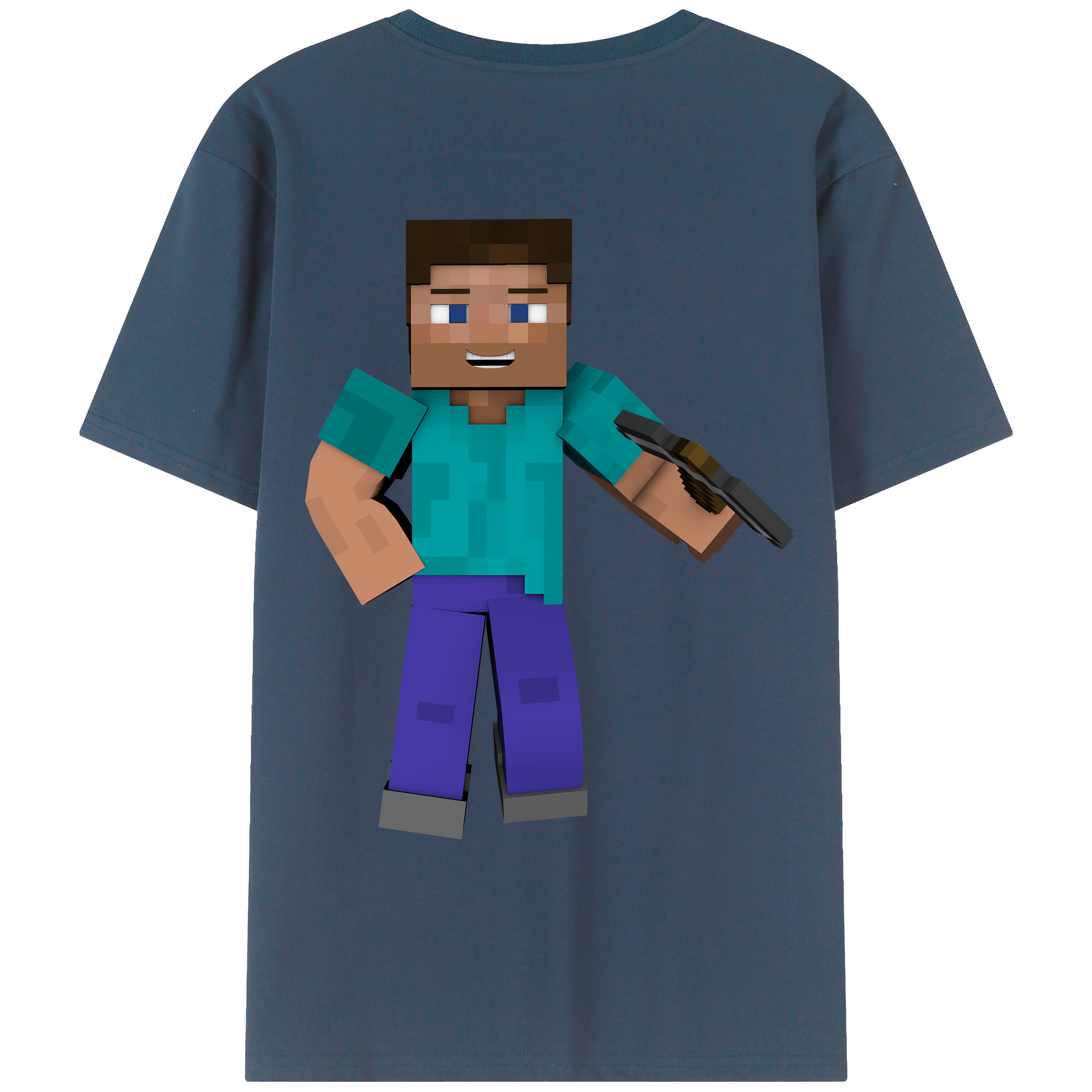 （画像用） マインクラフト ブロックの世界 Minecraft MC Block world 綿100％ メンズ半袖Tシャツ（バックプリント） 通気性