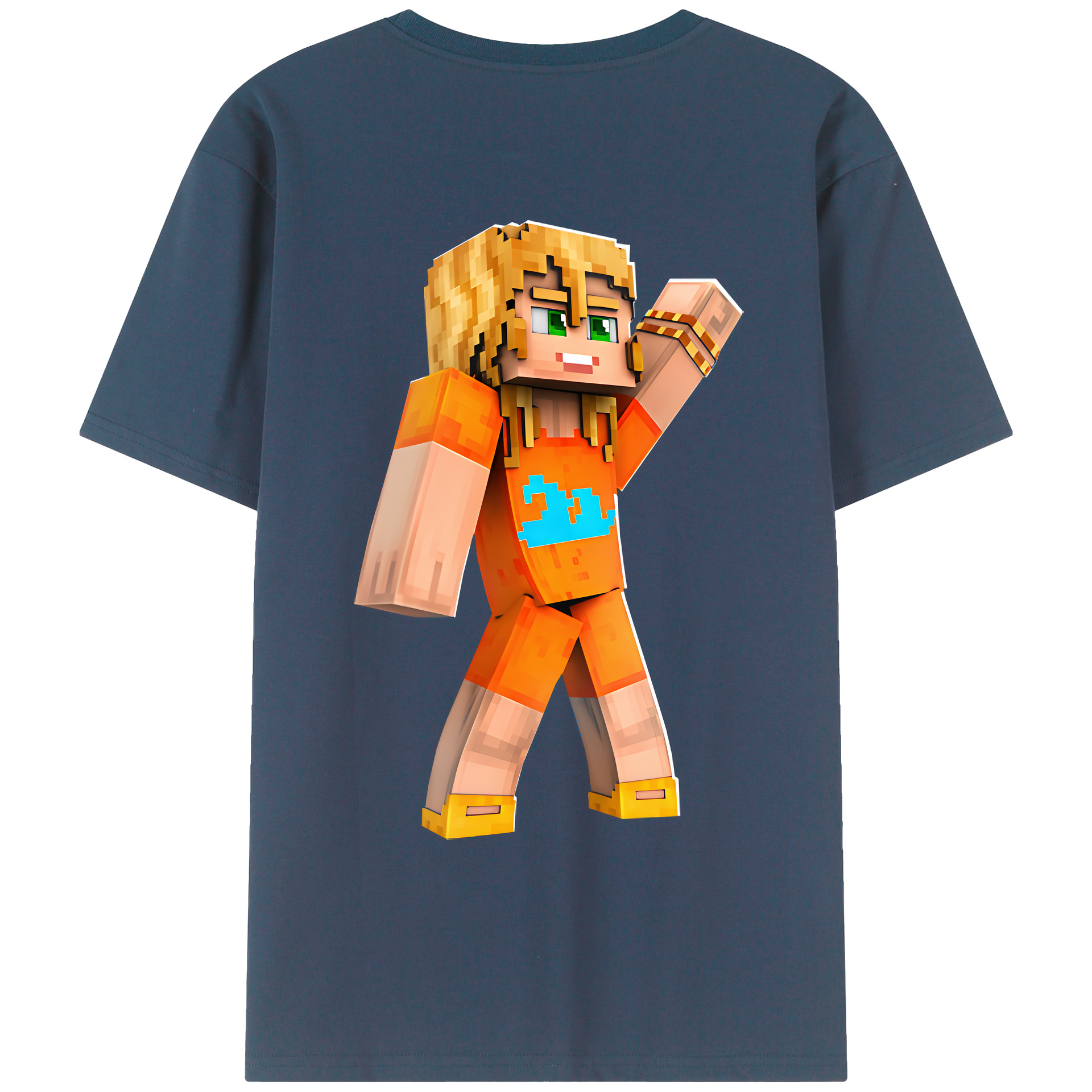 （画像用） マインクラフト ブロックの世界 Minecraft MC Block world 綿100％ メンズ半袖Tシャツ（バックプリント） 通気性