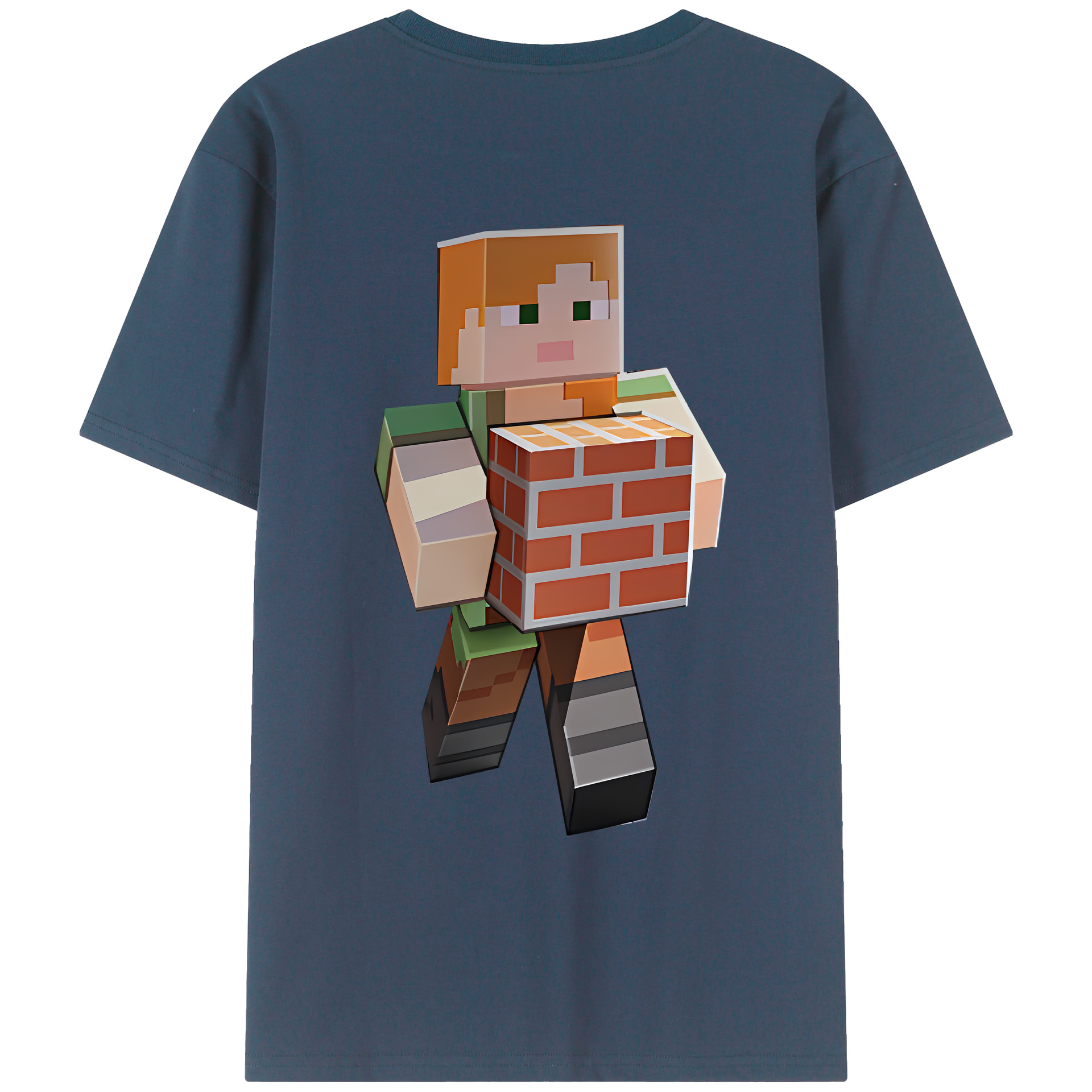 （画像用） マインクラフト ブロックの世界 Minecraft MC Block world 綿100％ メンズ半袖Tシャツ（バックプリント） 通気性