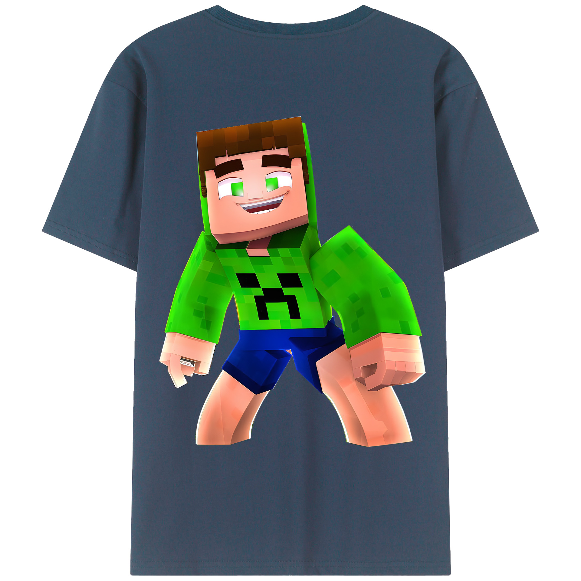（画像用） マインクラフト ブロックの世界 Minecraft MC Block world 綿100％ メンズ半袖Tシャツ（バックプリント） 通気性