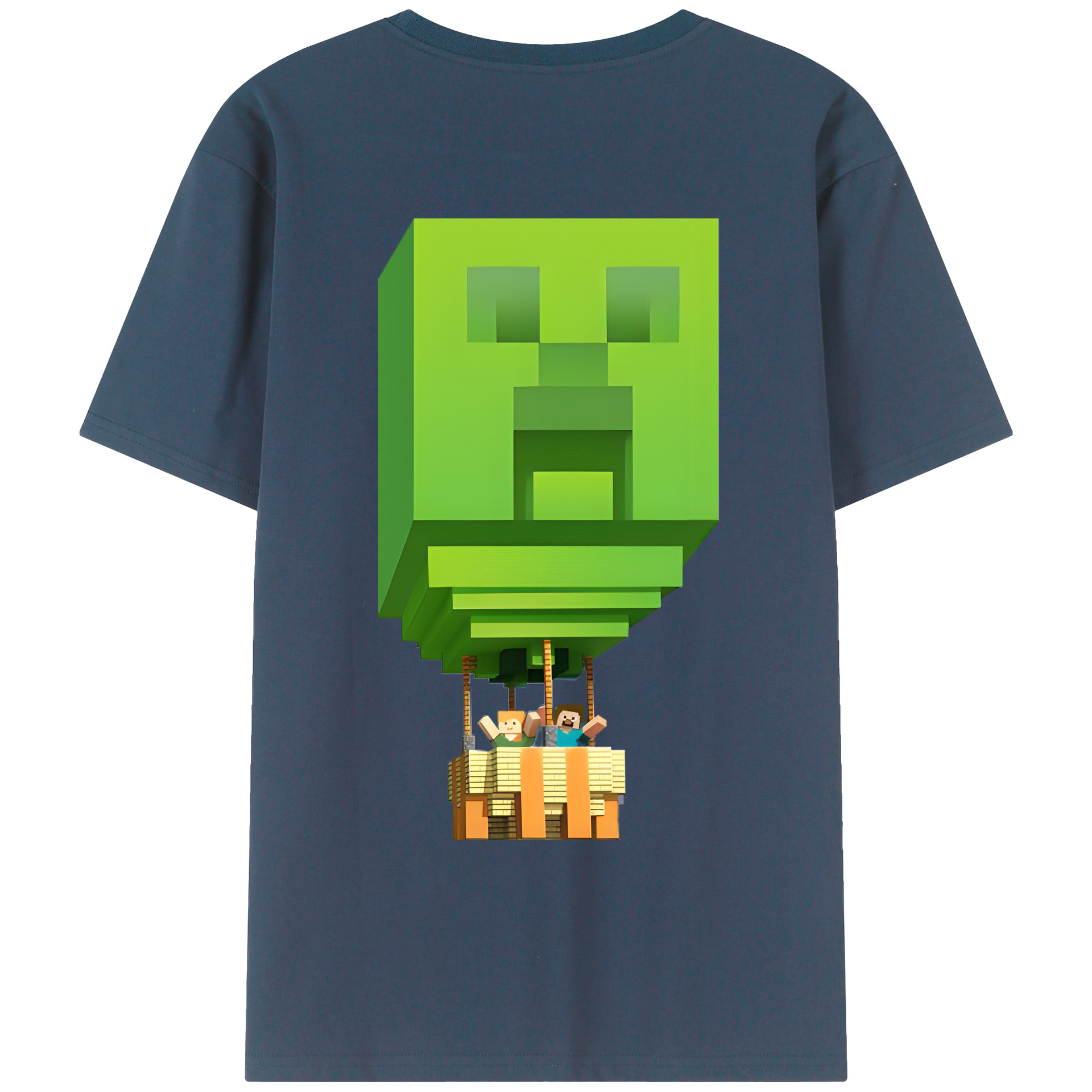 （画像用） マインクラフト ブロックの世界 Minecraft MC Block world 綿100％ メンズ半袖Tシャツ（バックプリント） 通気性
