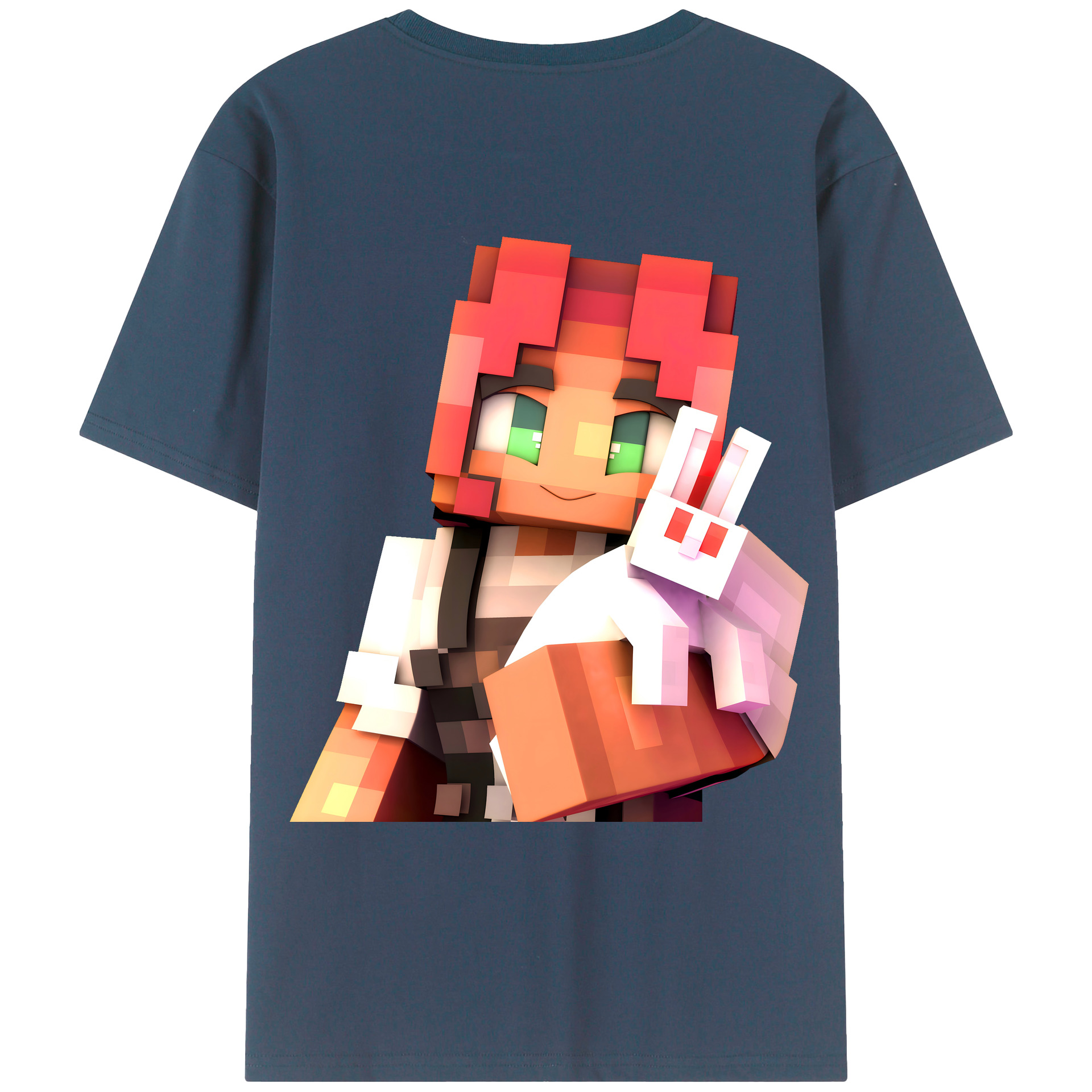 （画像用） マインクラフト ブロックの世界 Minecraft MC Block world 綿100％ メンズ半袖Tシャツ（バックプリント） 通気性