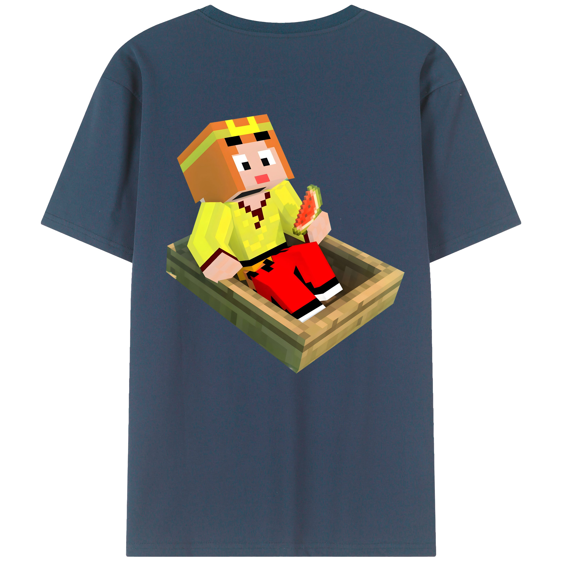 （画像用） マインクラフト ブロックの世界 Minecraft MC Block world 綿100％ メンズ半袖Tシャツ（バックプリント） 通気性