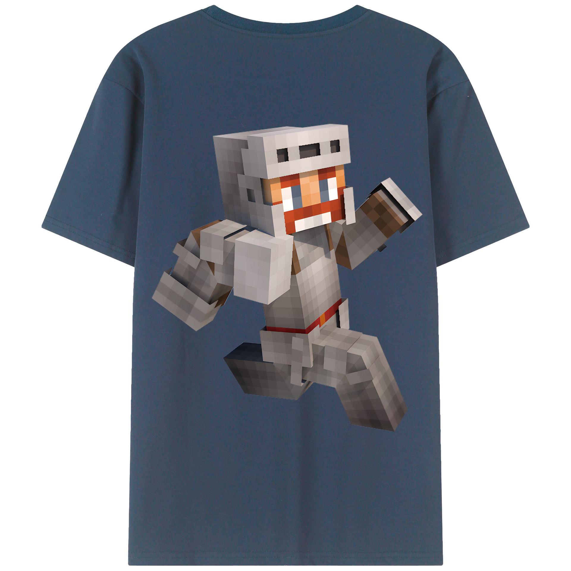 （画像用） マインクラフト ブロックの世界 Minecraft MC Block world 綿100％ メンズ半袖Tシャツ（バックプリント） 通気性
